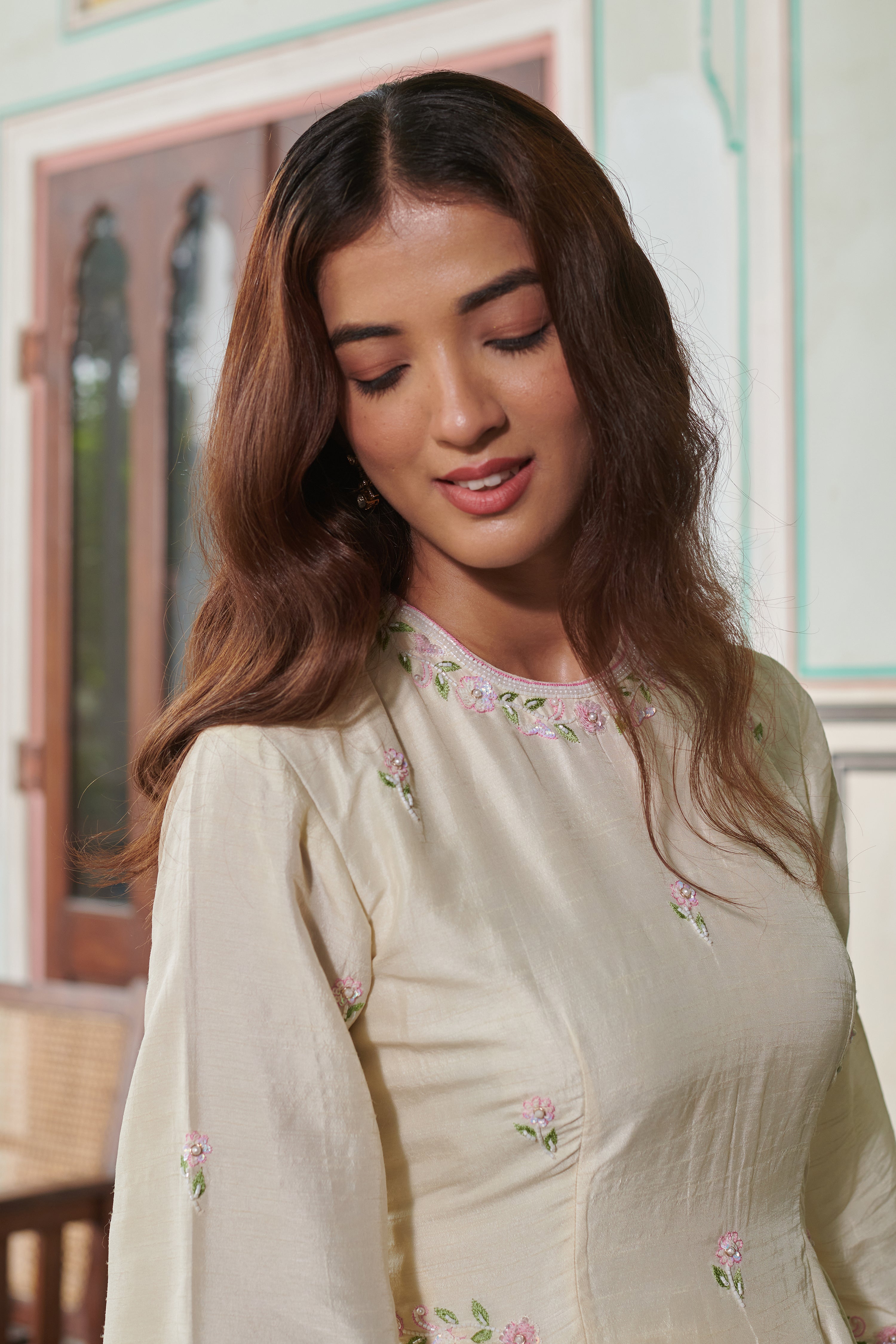 Varnika (वर्णिका) - Floral Embroidered Dhoti Set