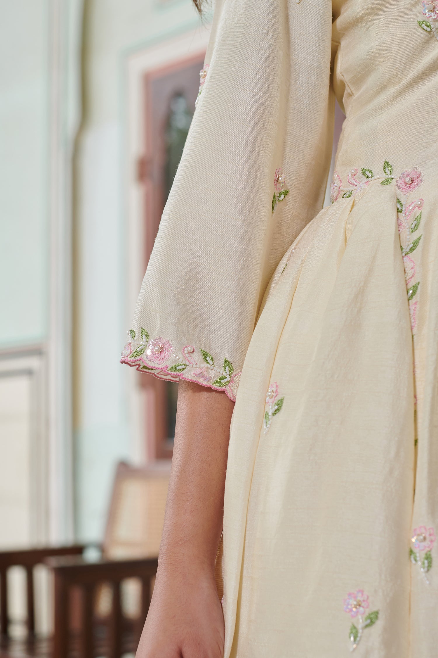 Varnika (वर्णिका) - Floral Embroidered Dhoti Set