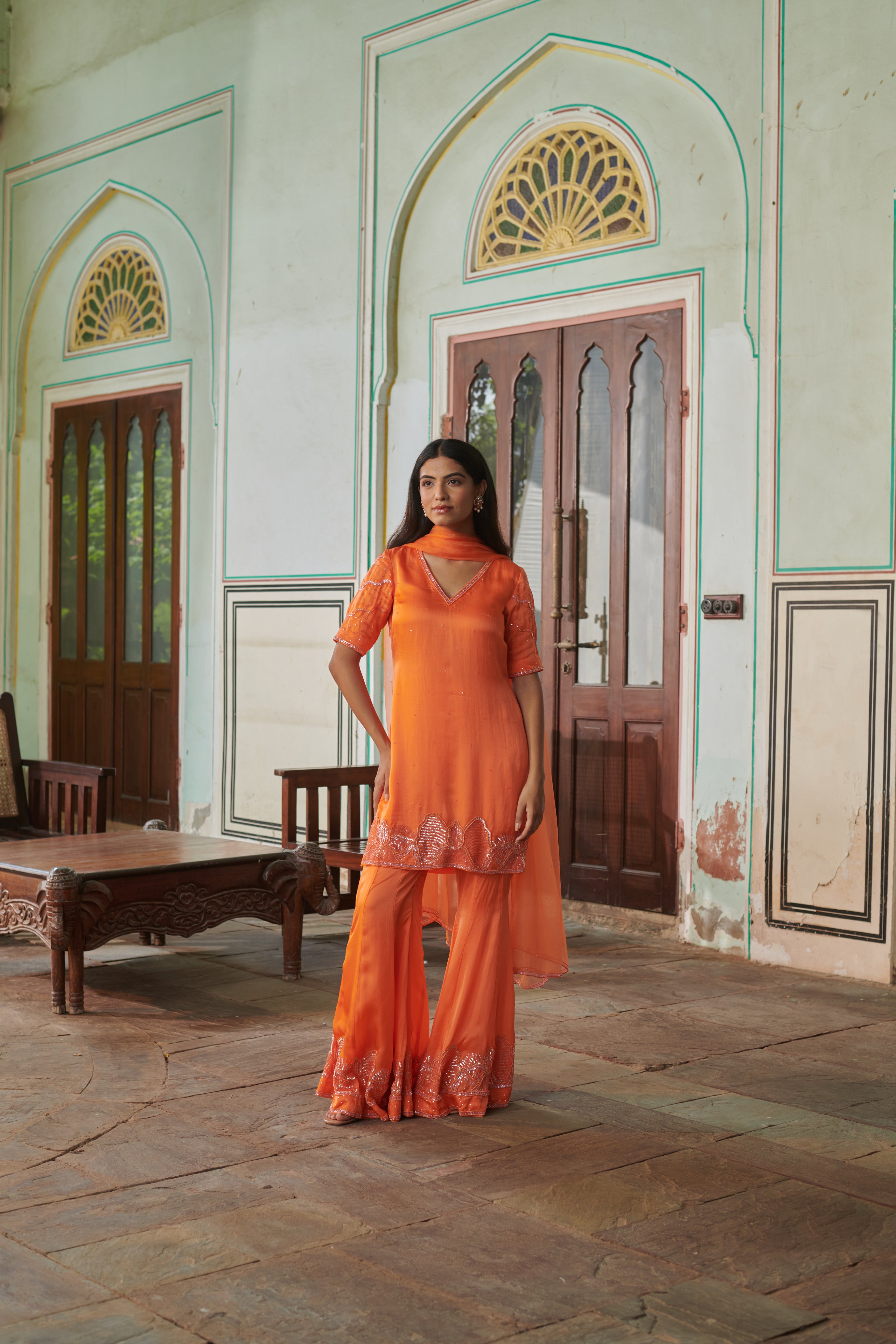 Arunima (अरुणिमा) - Embroidered Kurta & Palazzo Set