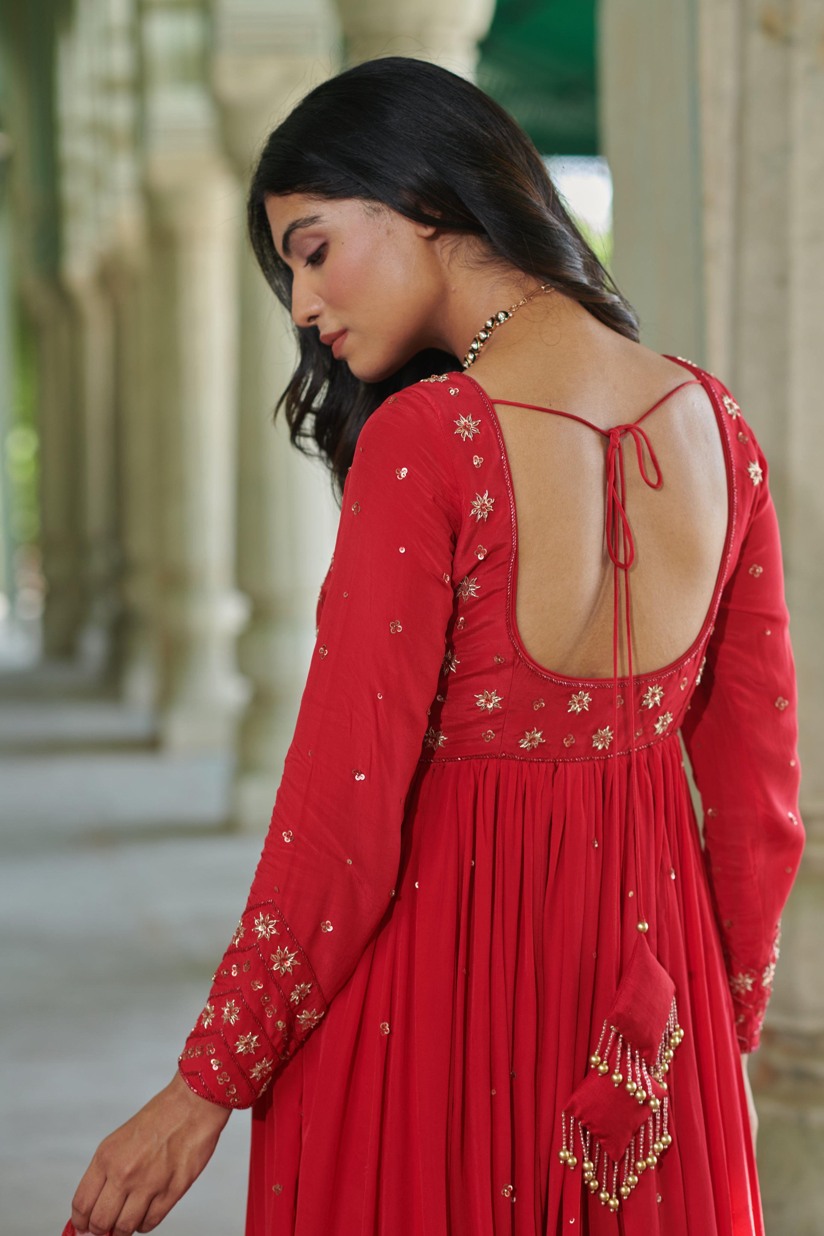 Raktāmbara (रक्ताम्बरा) - Embroidered Anarkali Set