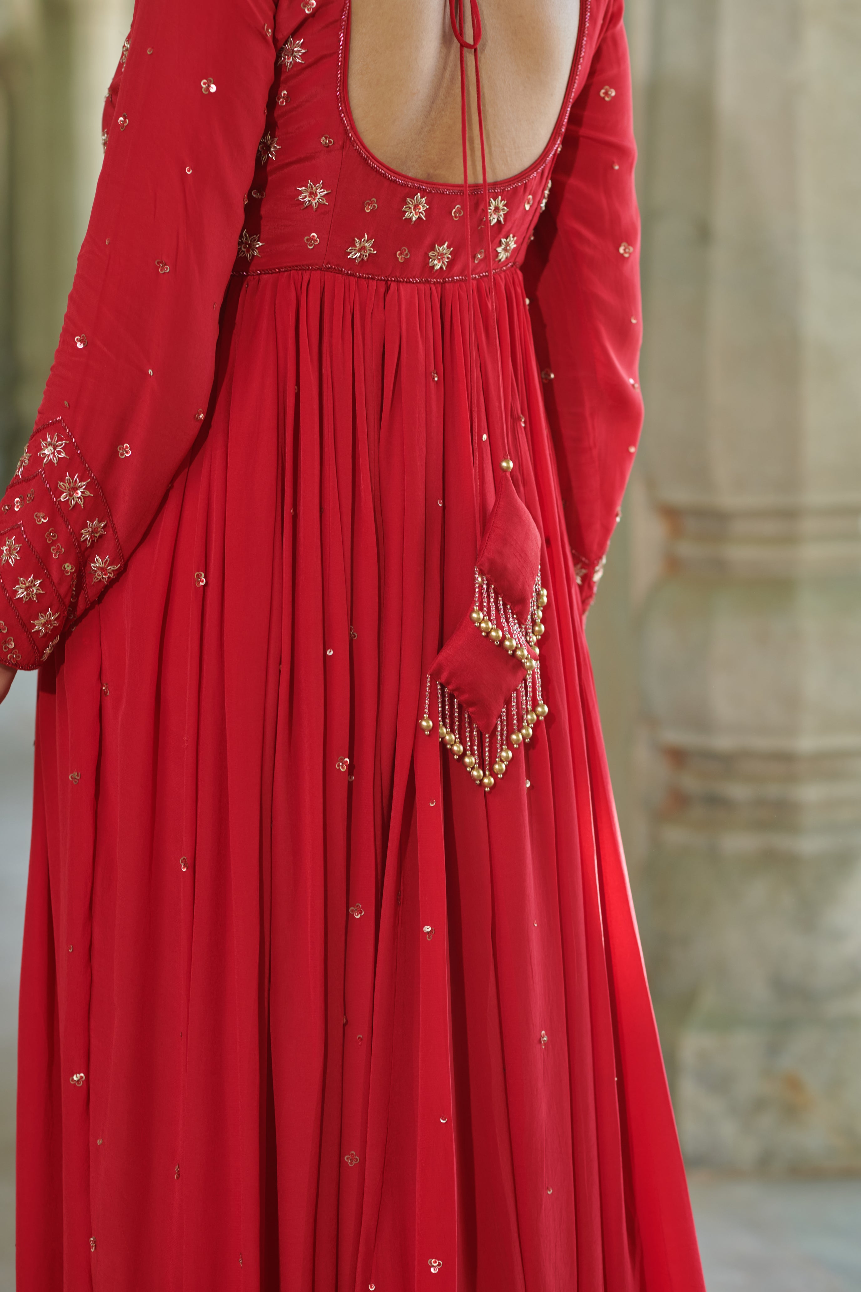 Raktāmbara (रक्ताम्बरा) - Embroidered Anarkali Set