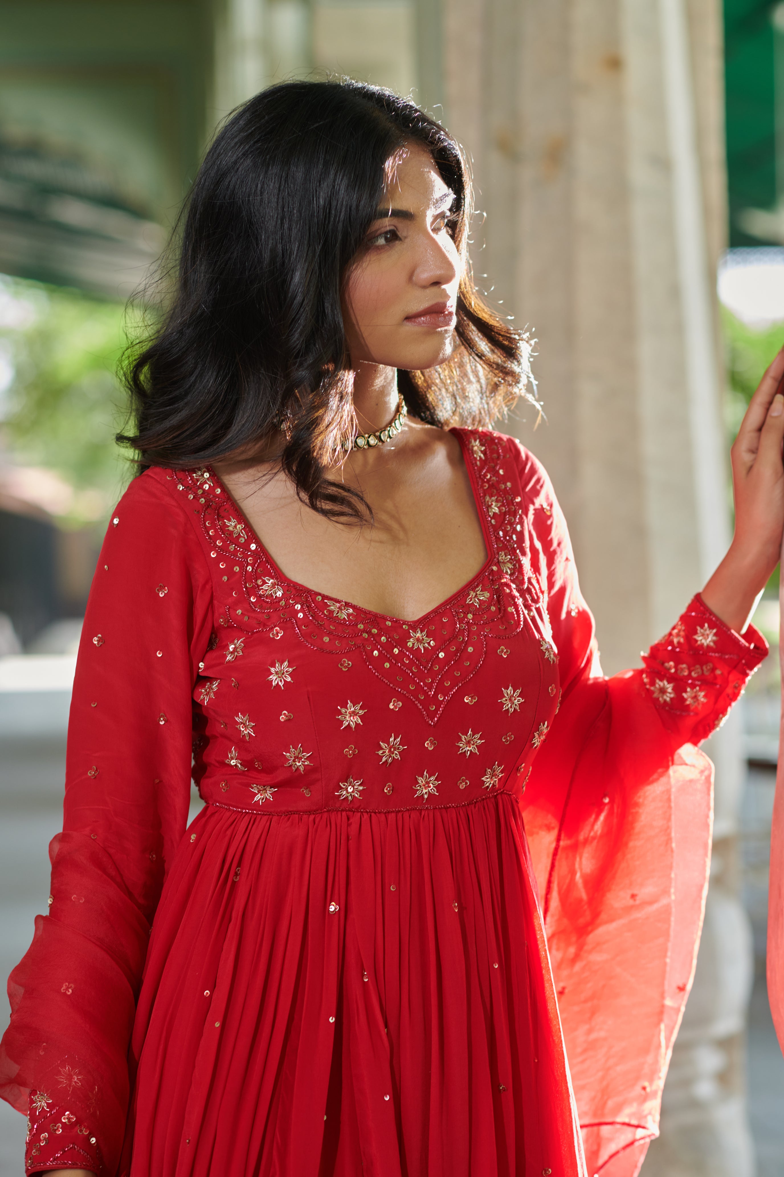 Raktāmbara (रक्ताम्बरा) - Embroidered Anarkali Set