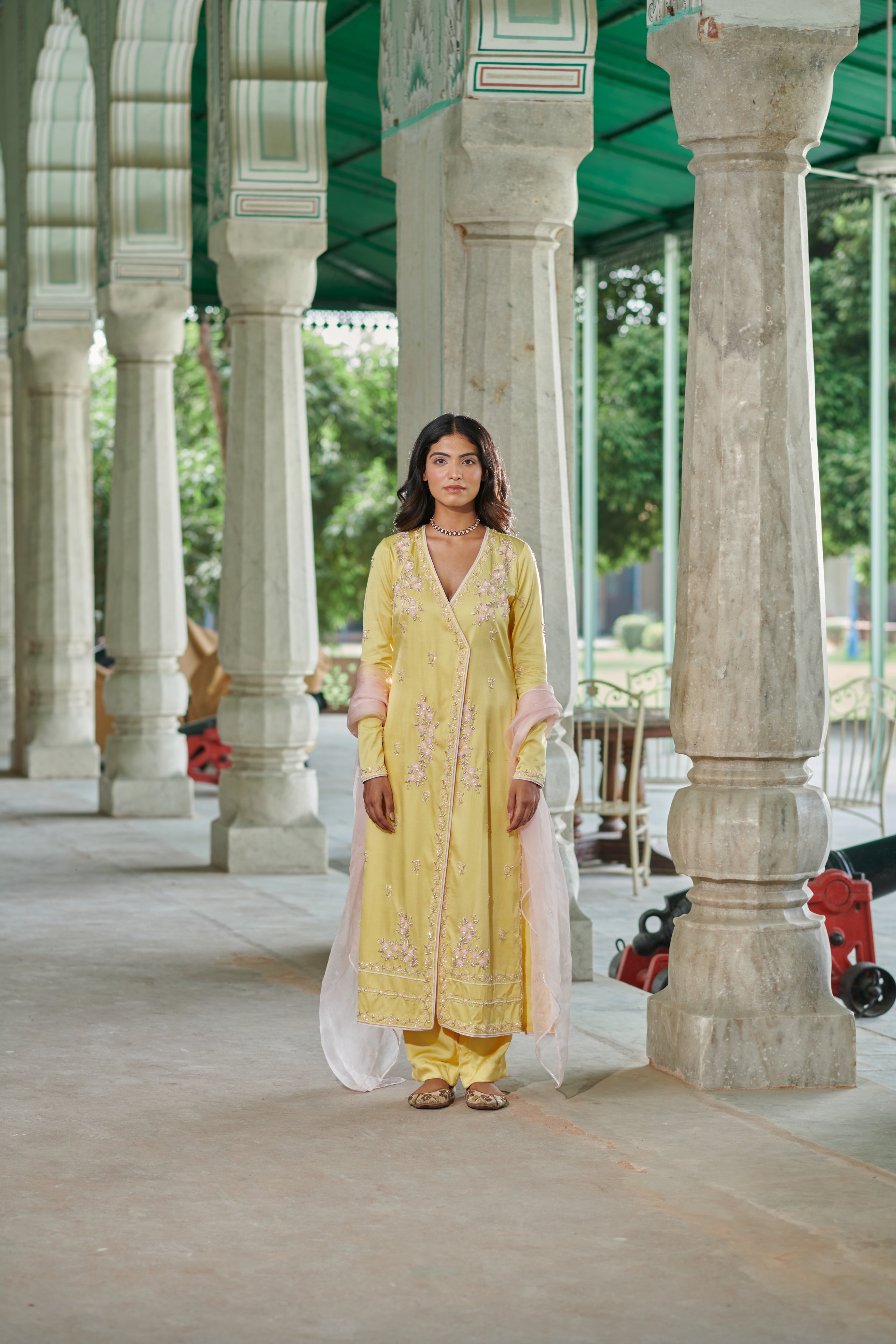 Suvarṇā (सुवर्णा) - Long Embroidered Kurta with Pants Set