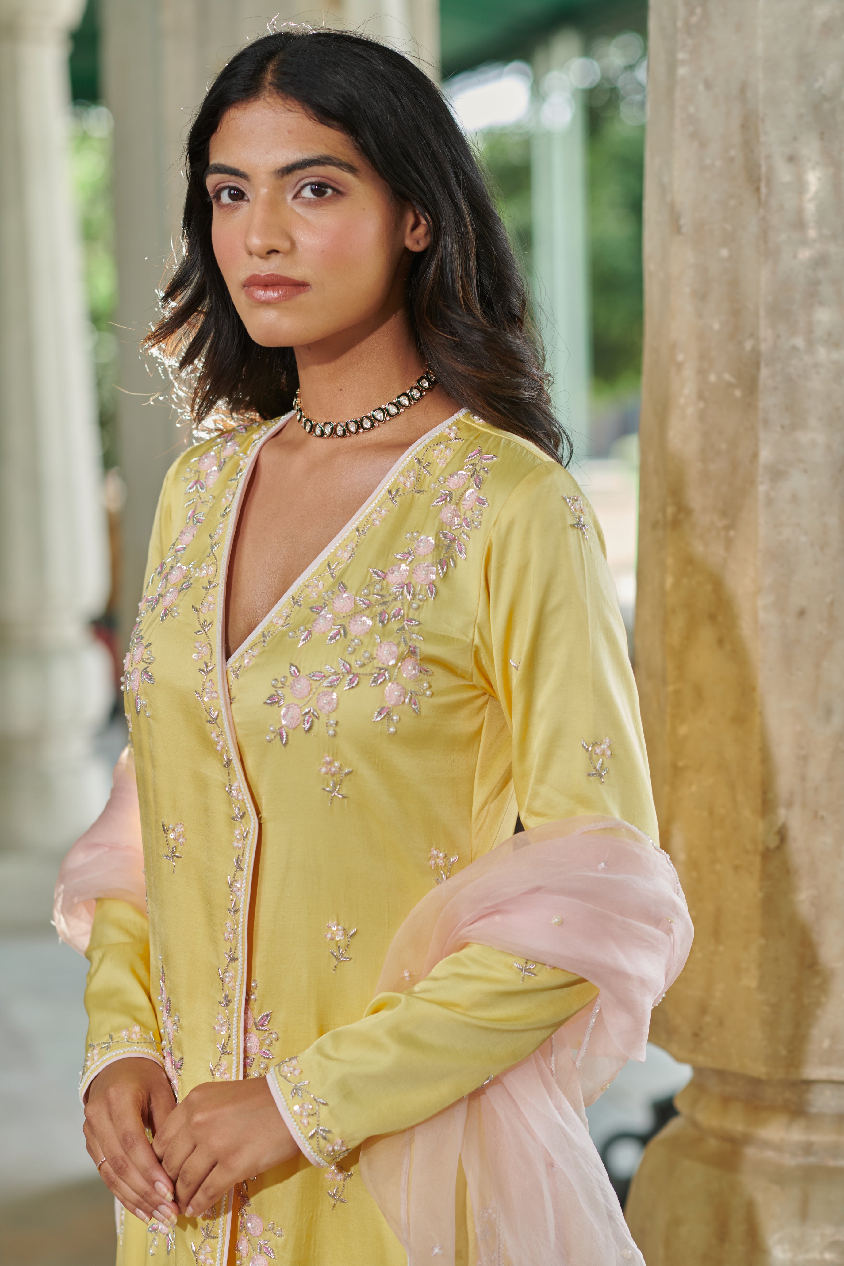 Suvarṇā (सुवर्णा) - Long Embroidered Kurta with Pants Set