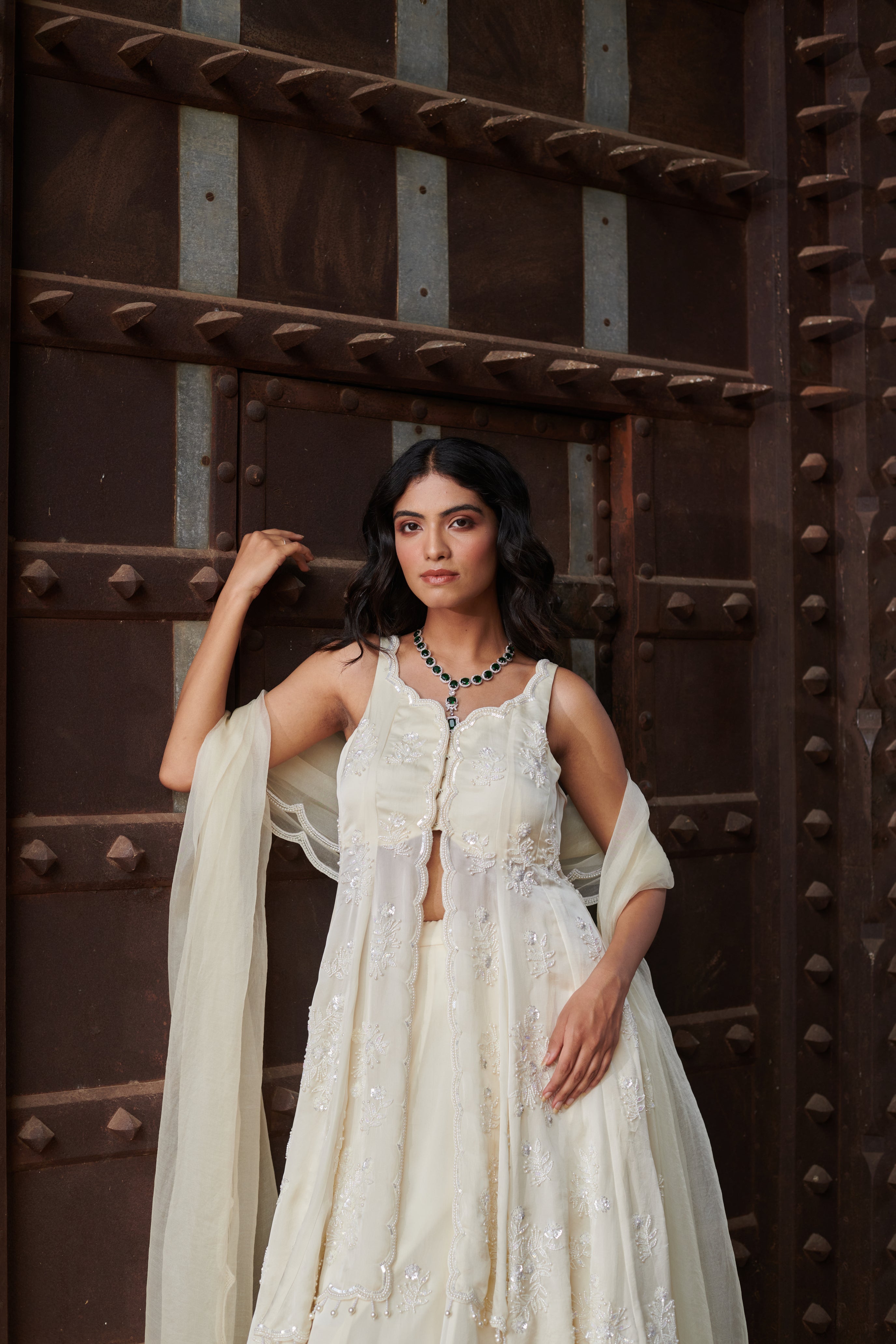 Sukumari (सुकुमारी) - Ivory Lehenga with Choli set