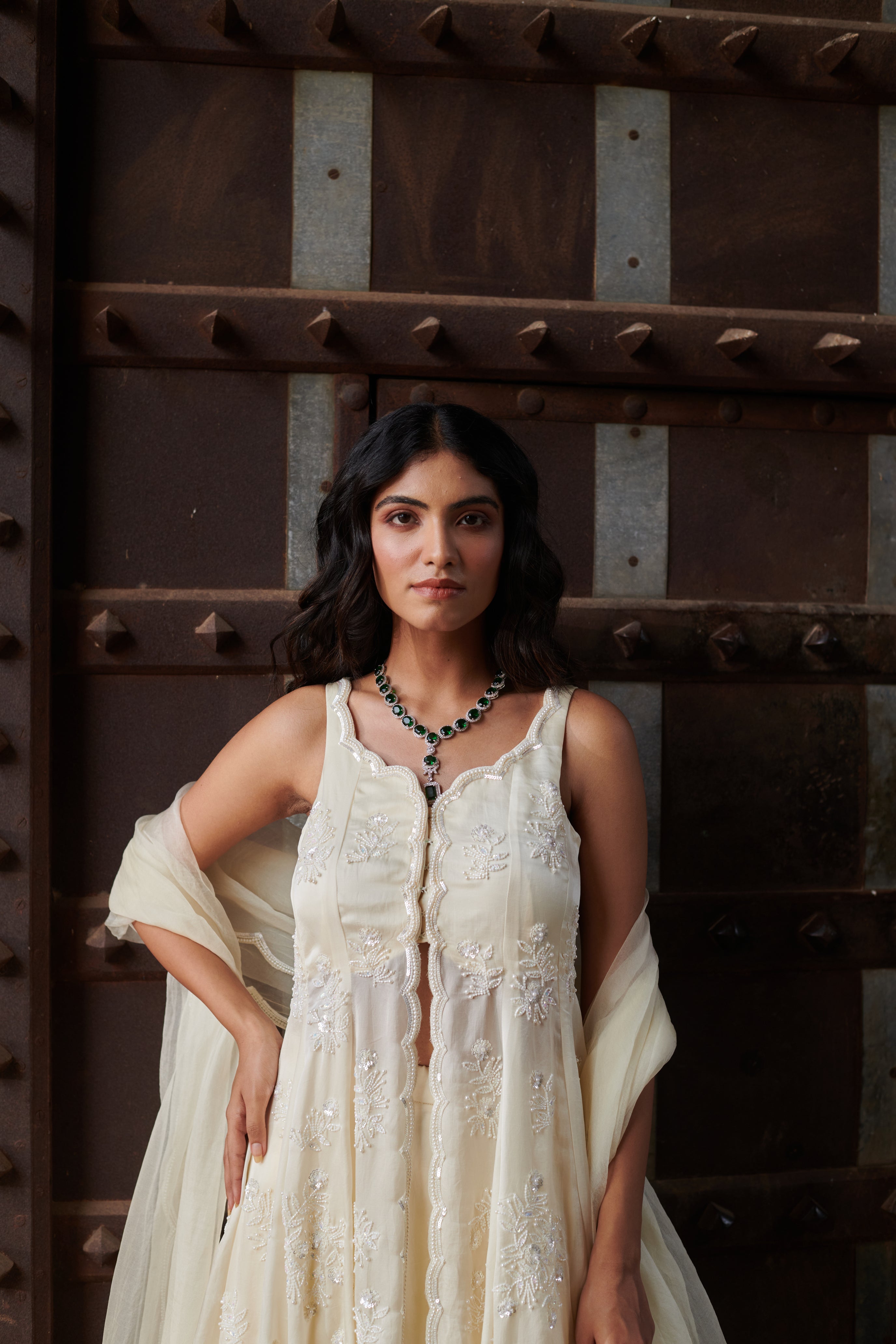 Sukumari (सुकुमारी) - Ivory Lehenga with Choli set