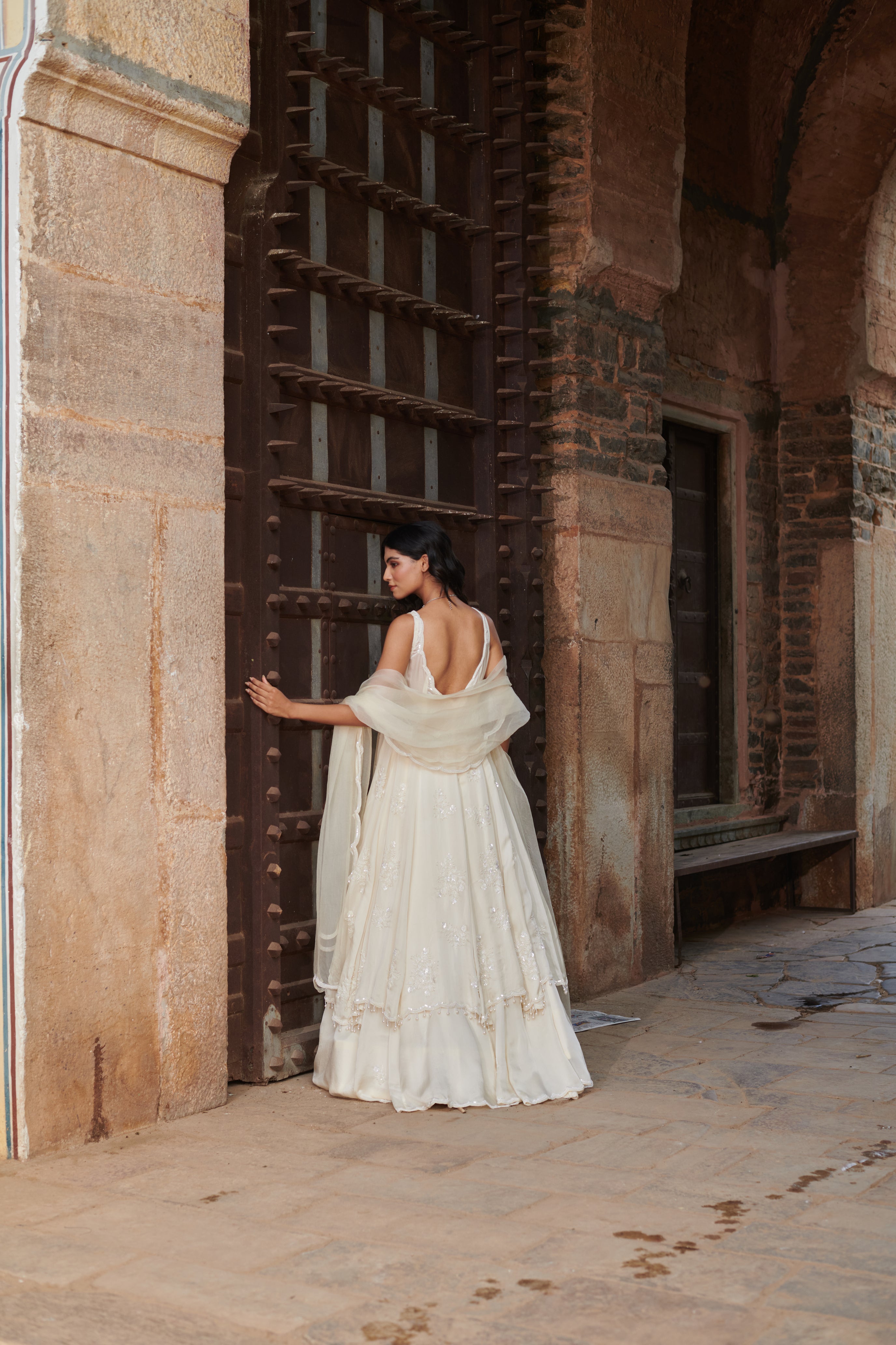 Sukumari (सुकुमारी) - Ivory Lehenga with Choli set