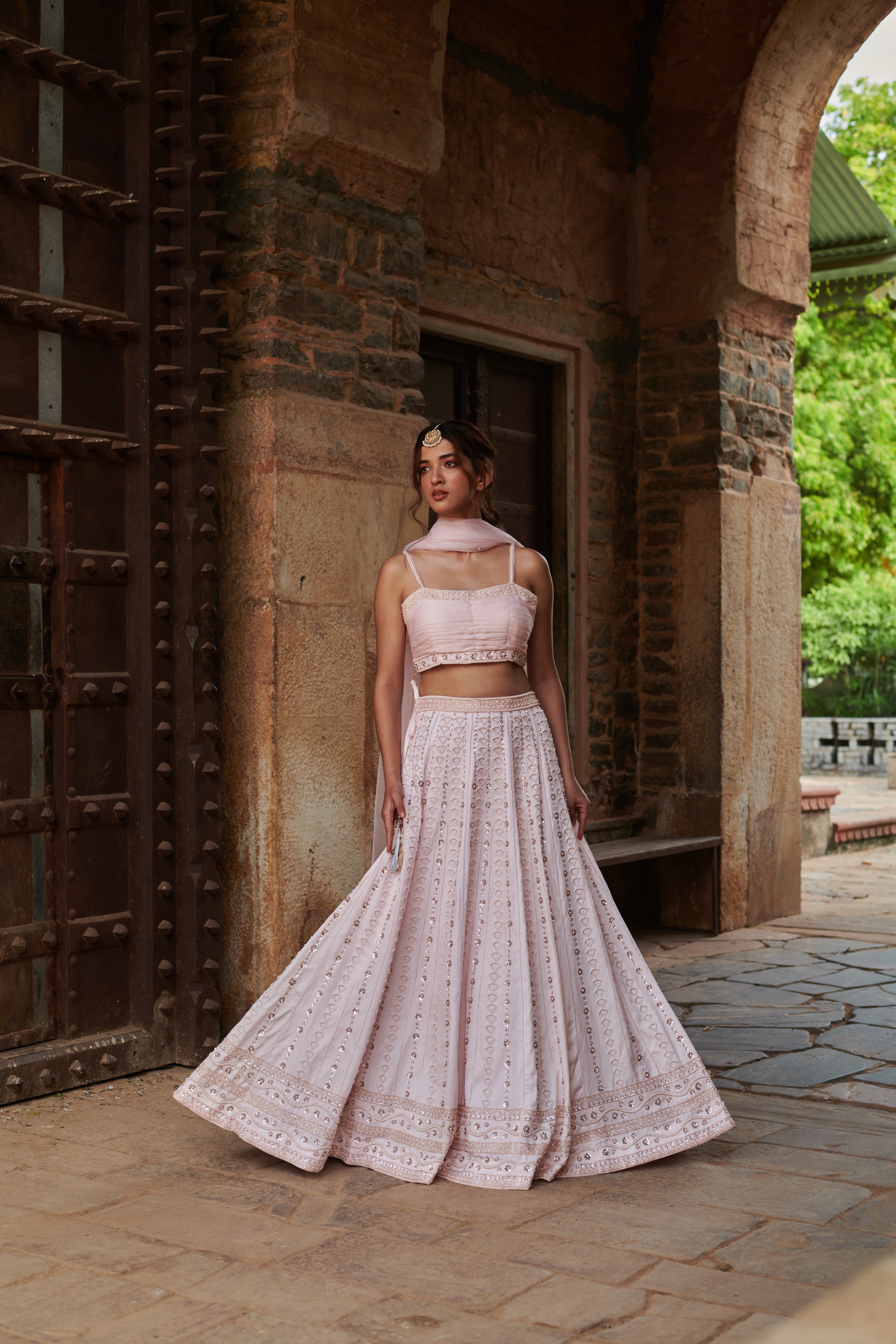 Anokhī (अनोखी) - Pink Embroidered Lehenga Set
