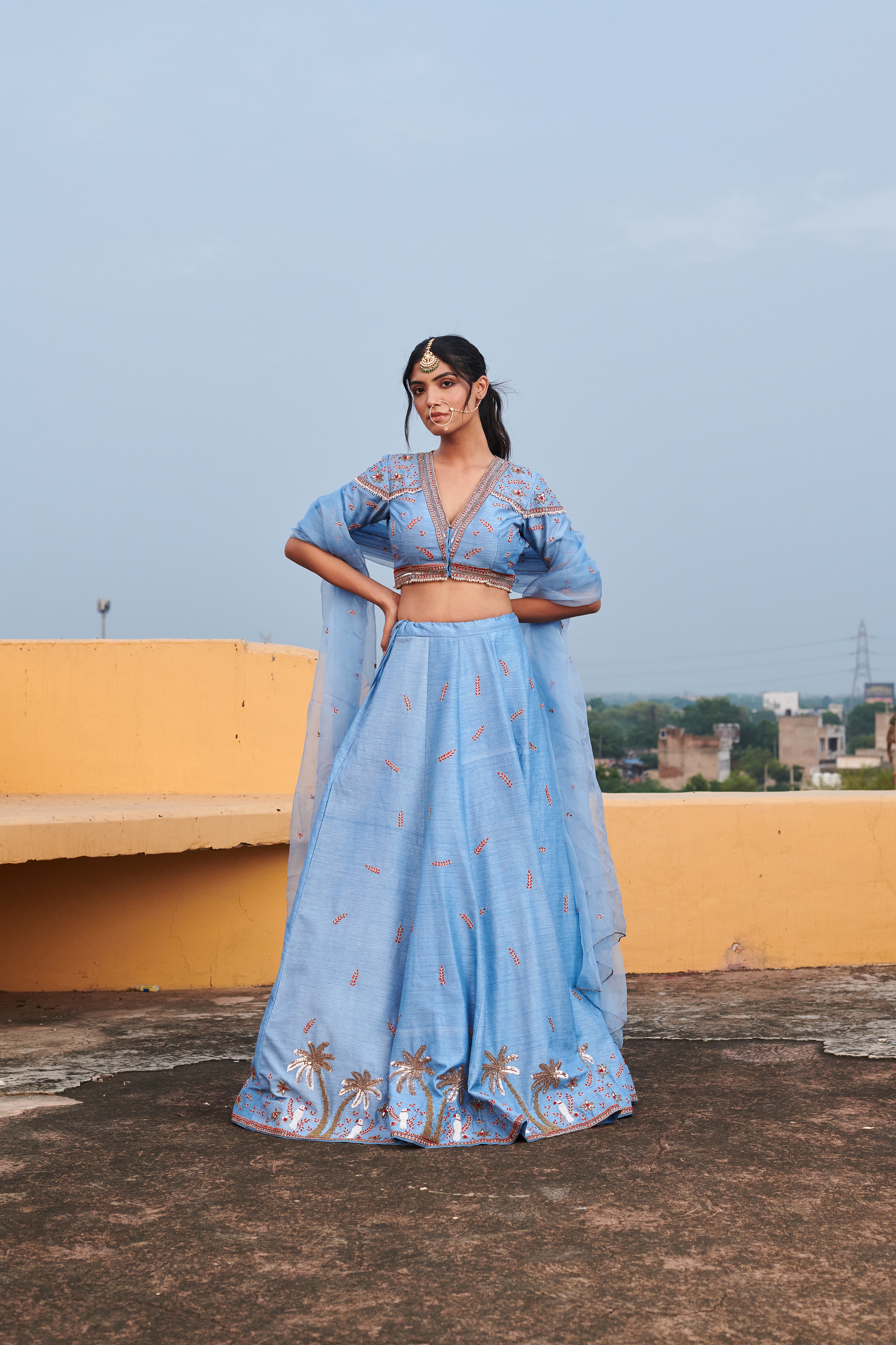 Neelakshi (नीलाक्षी) - Blue Embroidered Lehenga Set