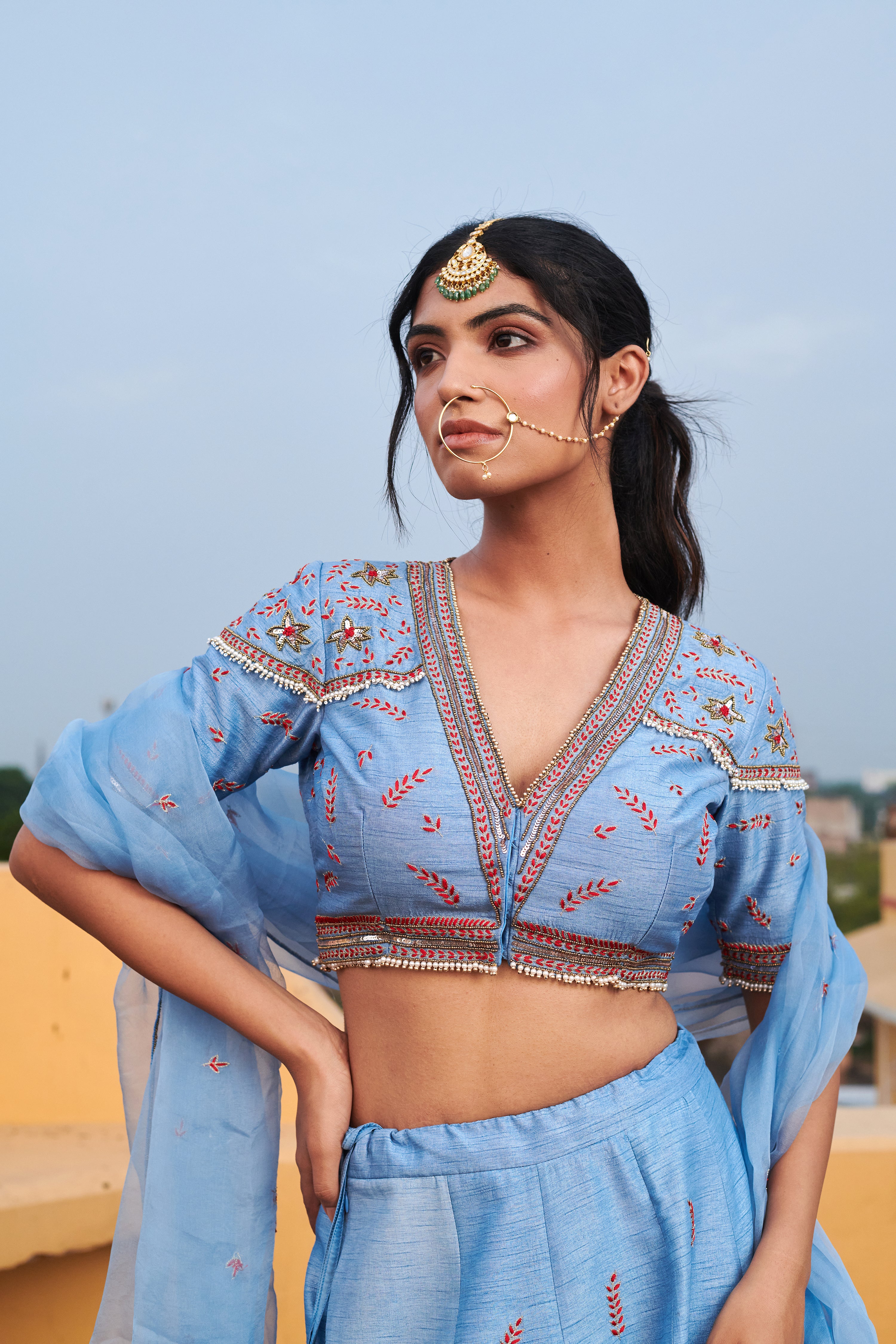 Neelakshi (नीलाक्षी) - Blue Embroidered Lehenga Set