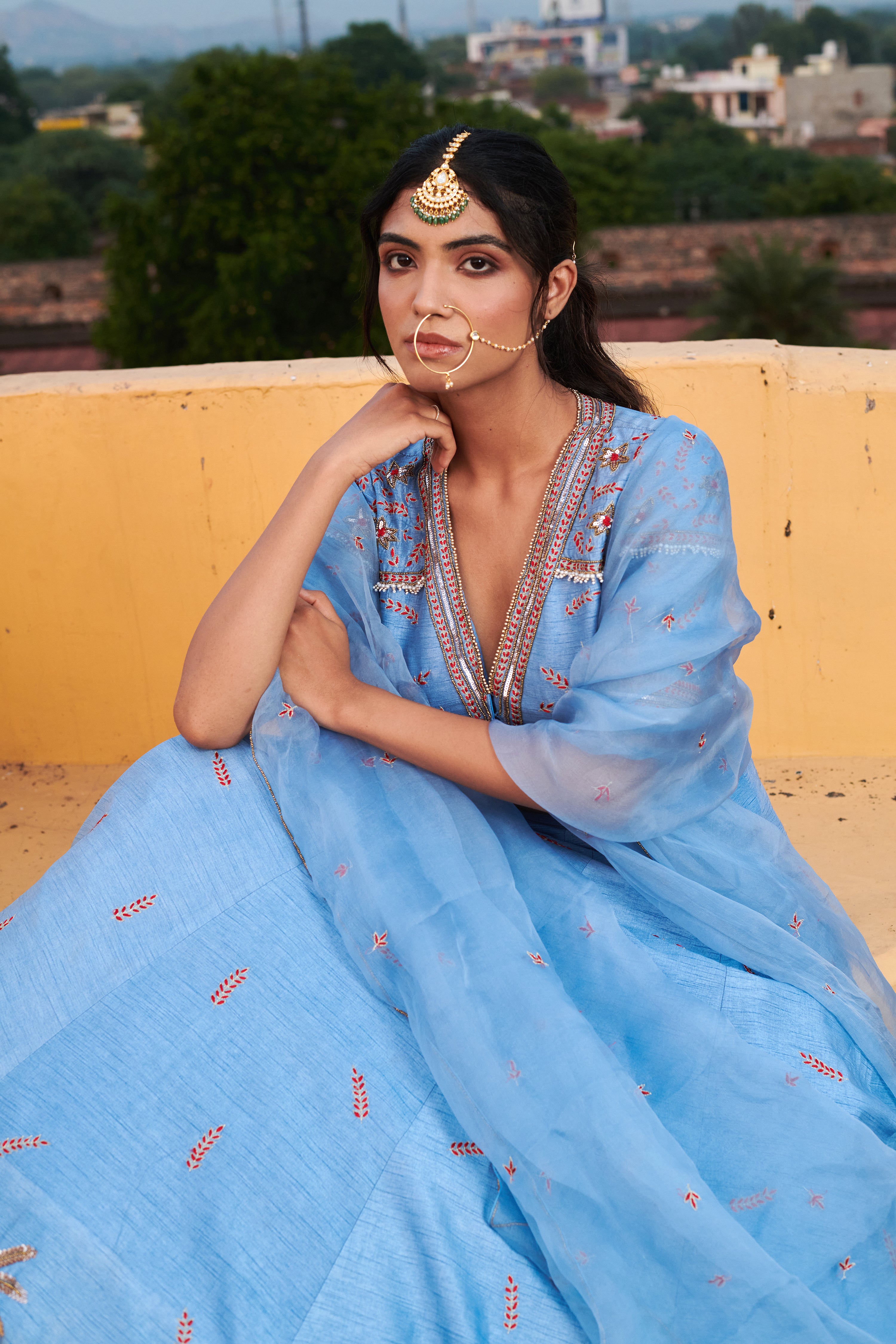 Neelakshi (नीलाक्षी) - Blue Embroidered Lehenga Set