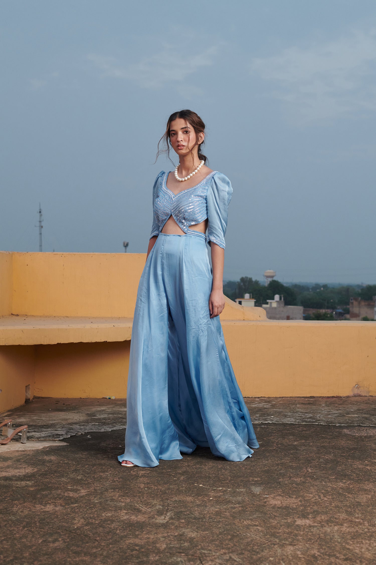 Nīlimā (नीलिमा) - Blue Embroidered Jumpsuit
