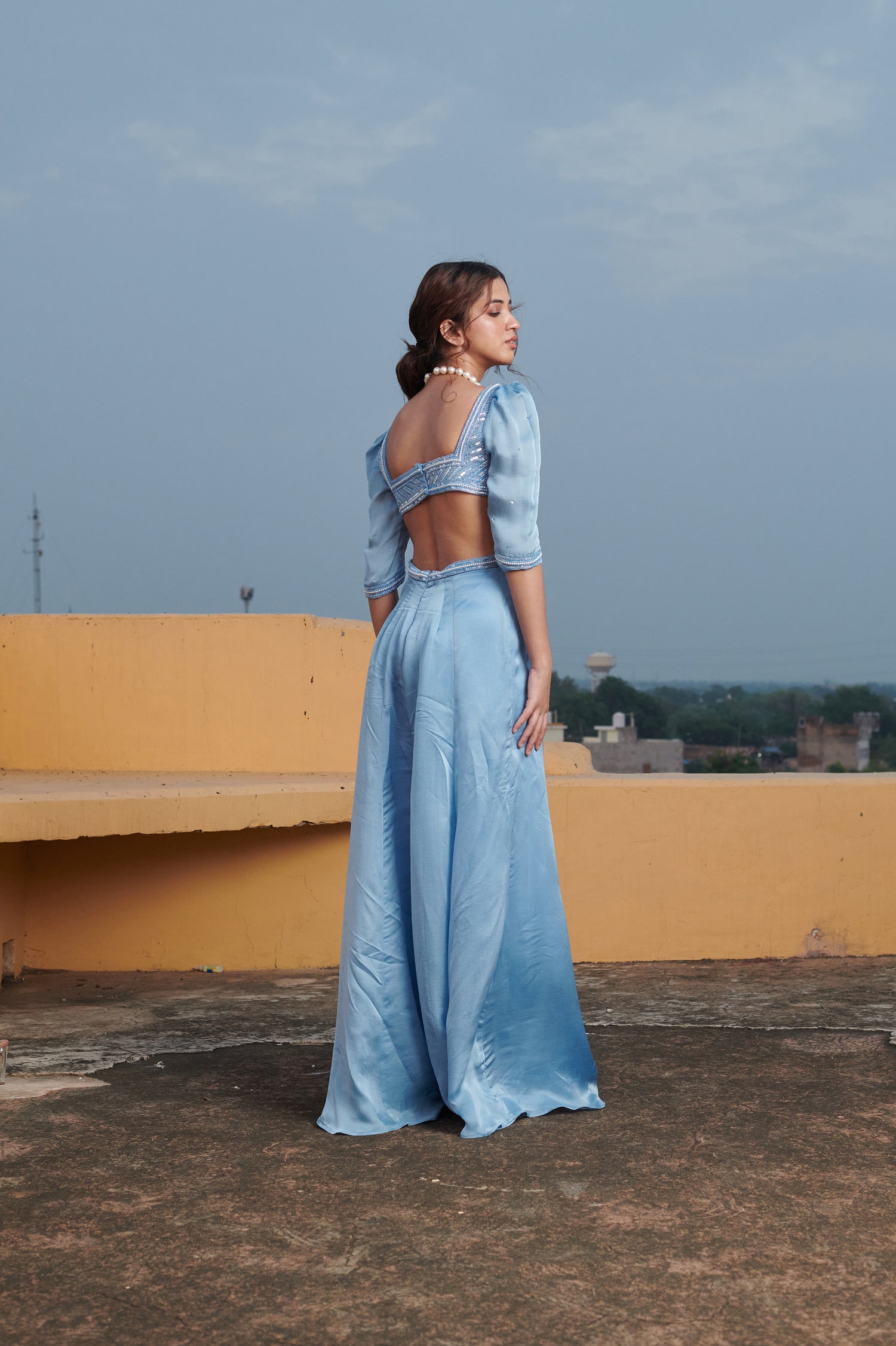 Nīlimā (नीलिमा) - Blue Embroidered Jumpsuit