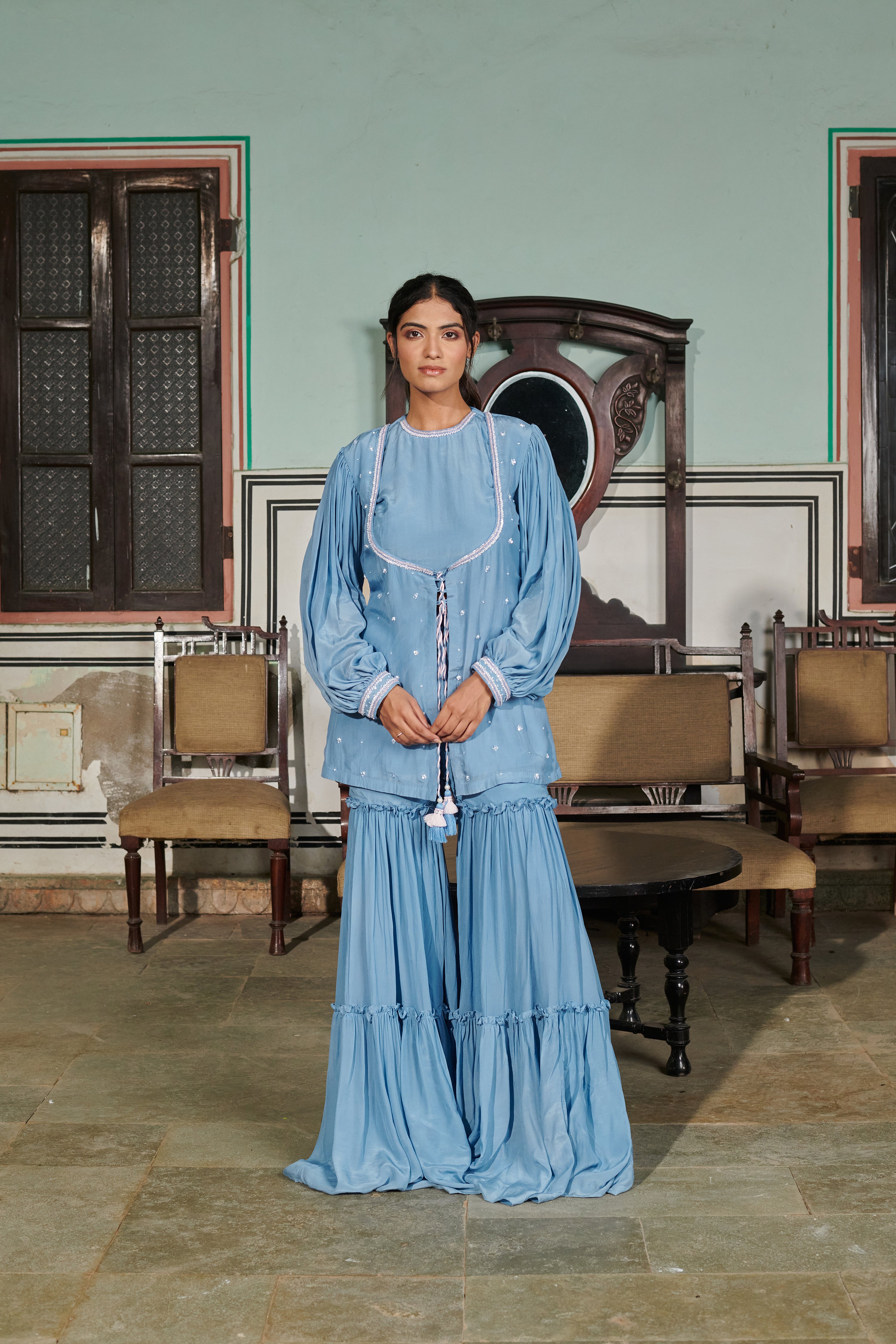 Vistāra (विस्तारा) - Sharara with Top and Kurti Set