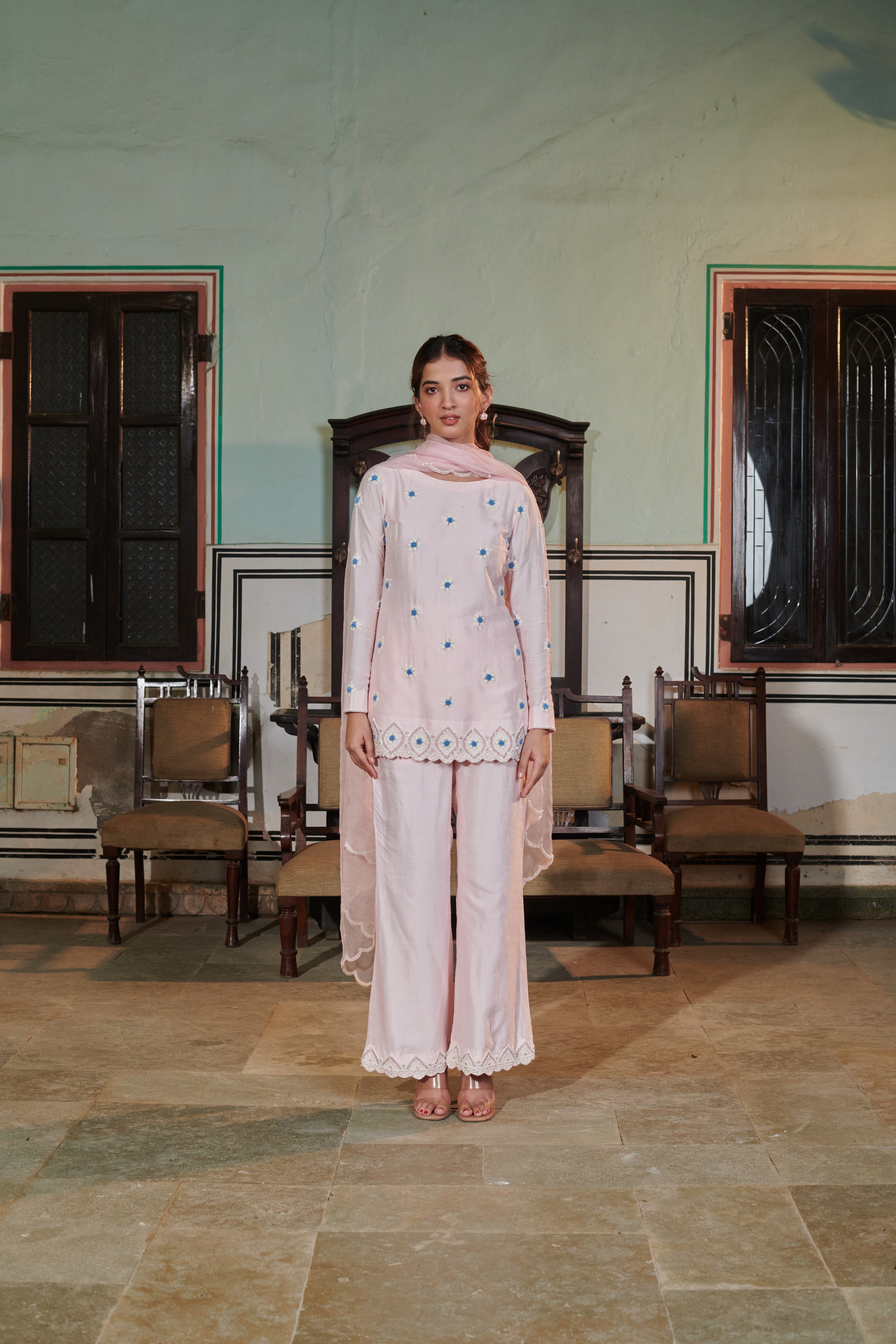 Anagha (अनघा) - Pink Embroidered Kurta Set