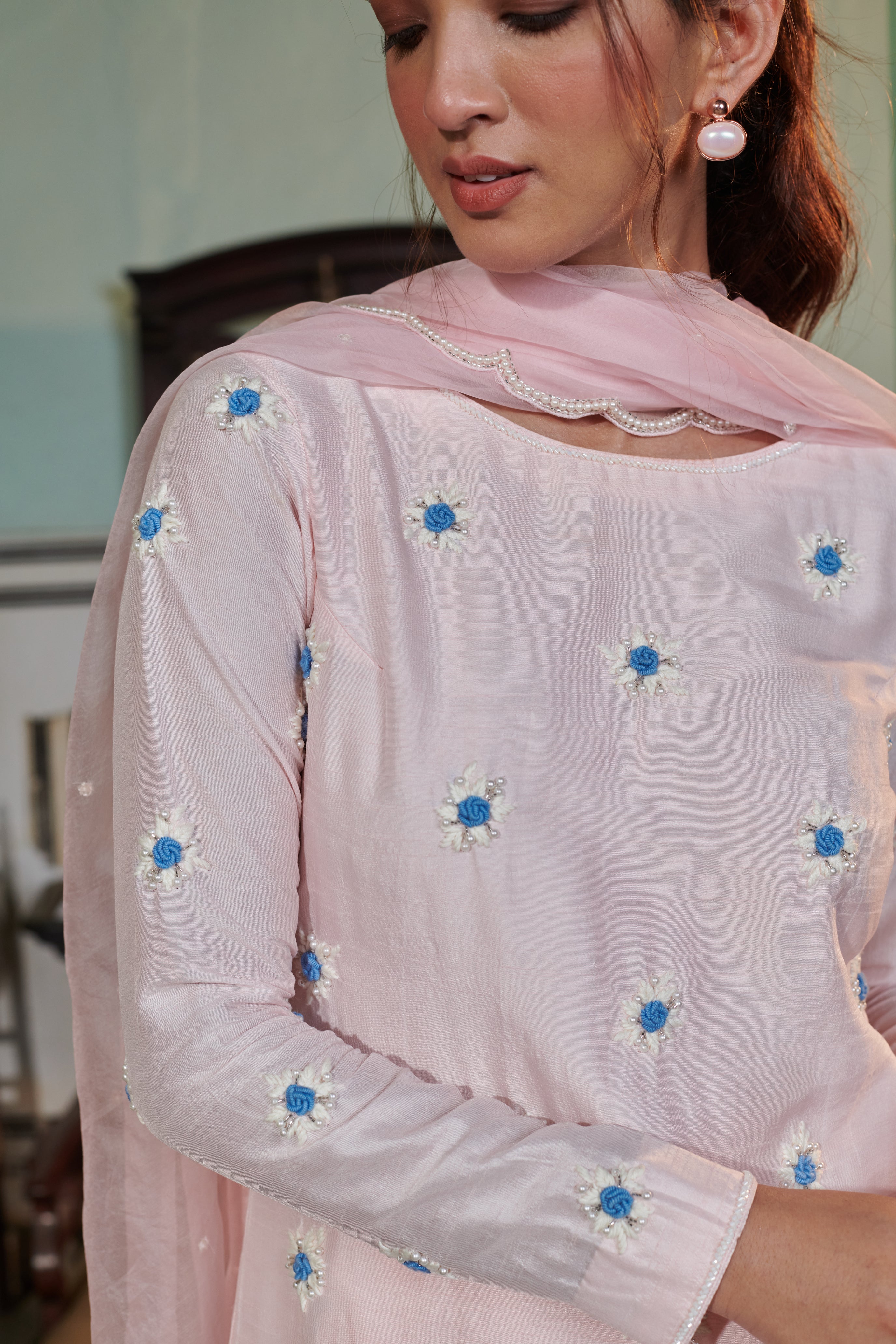 Anagha (अनघा) - Pink Embroidered Kurta Set