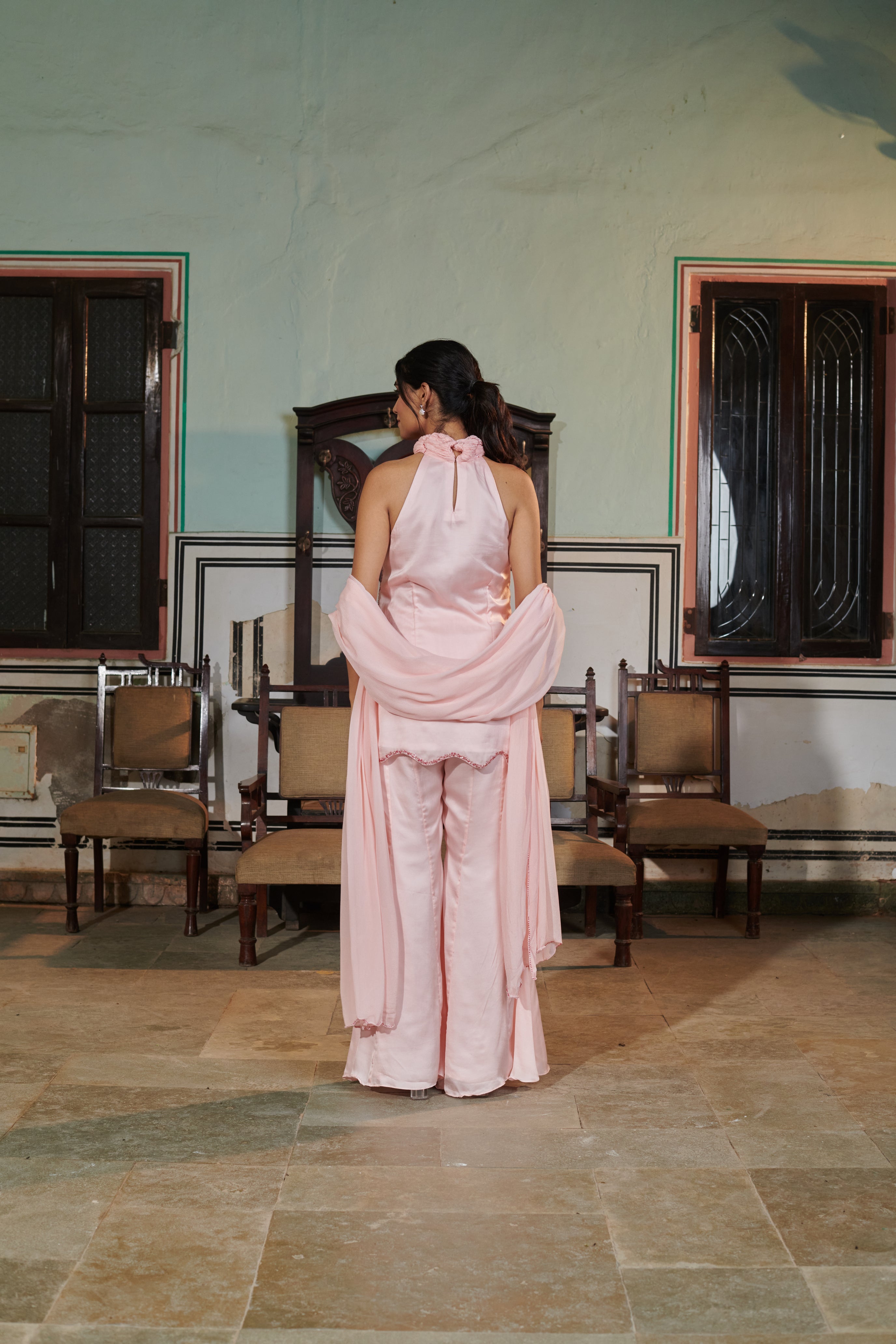 "Aavya" (आव्या) - Pink Embroidered Kurta Set