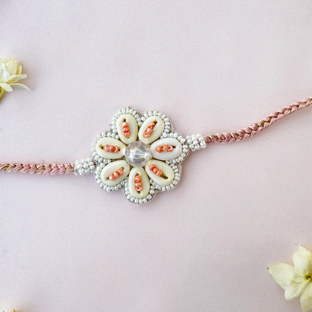 Peach Pastel Bloom Handmade Rakhi