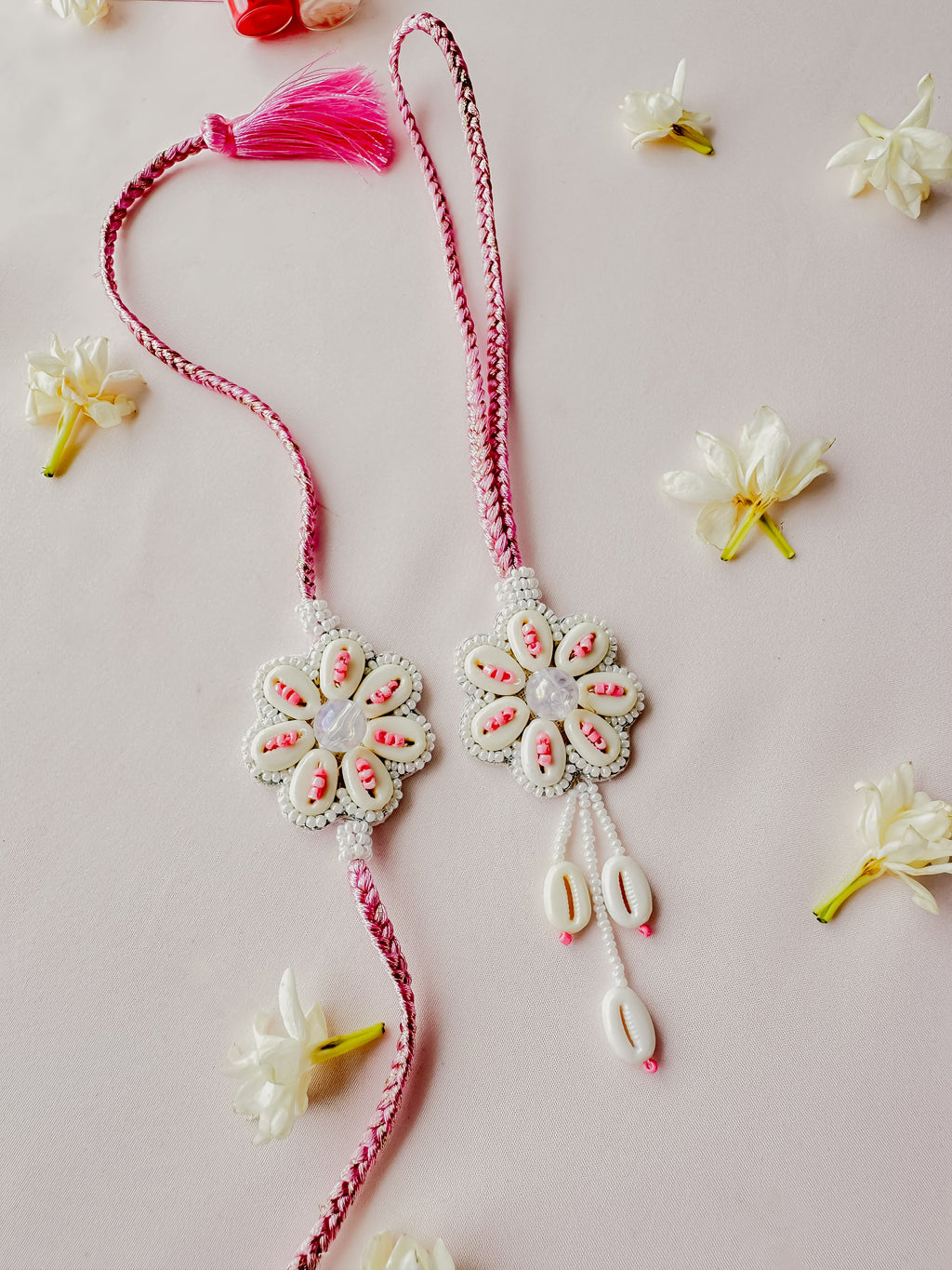 Pink Pastel Bloom Lumba Set Handmade Rakhi