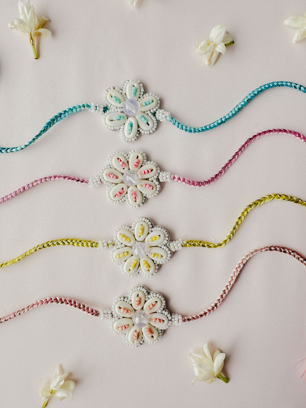 Set of 4- Pastel Bloom Handmade Rakhis