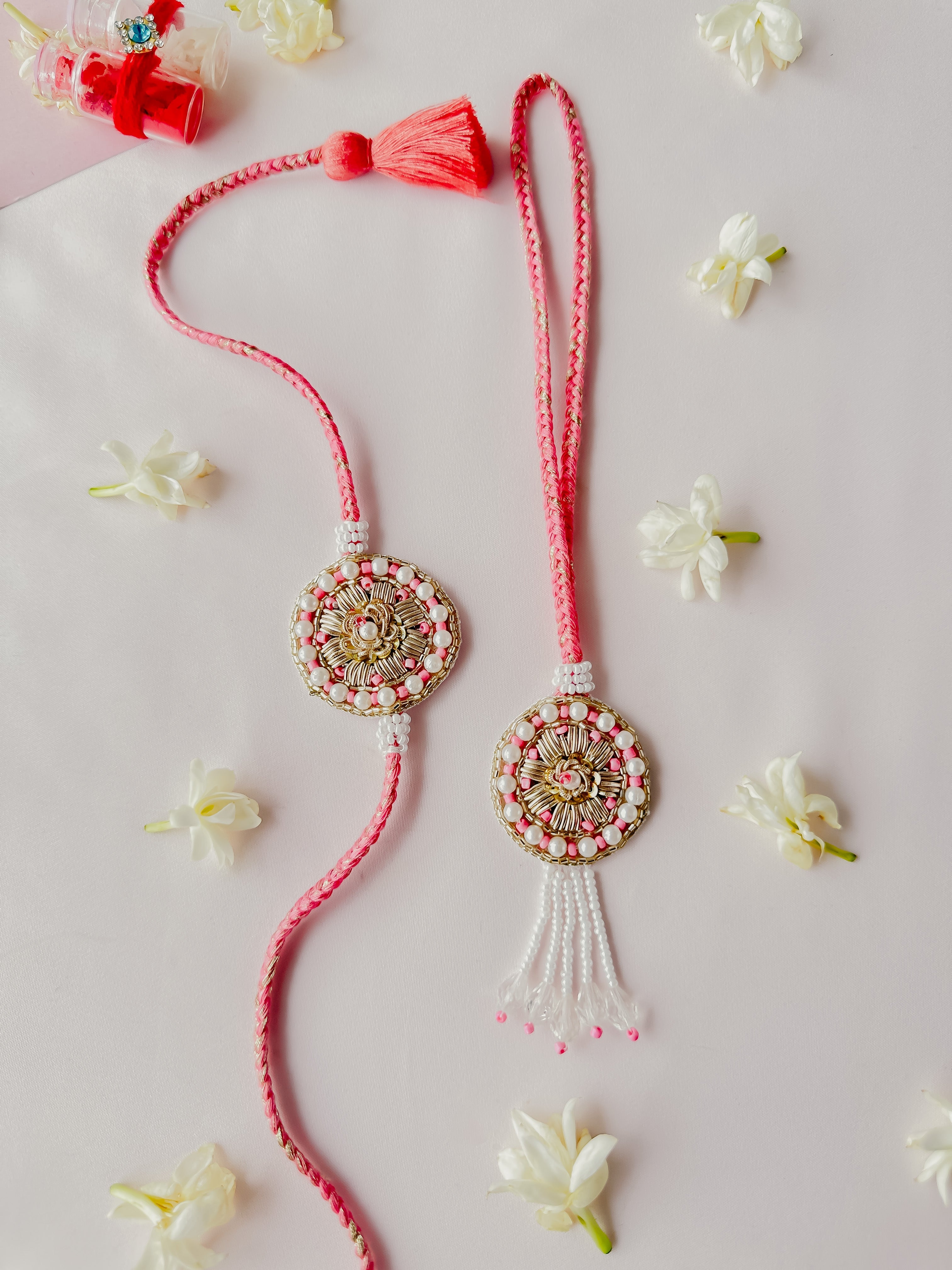 Kundan Lumba Set Handmade Rakhi