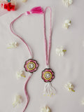 Pink Beaded Lumba Set  Handmade Rakhi