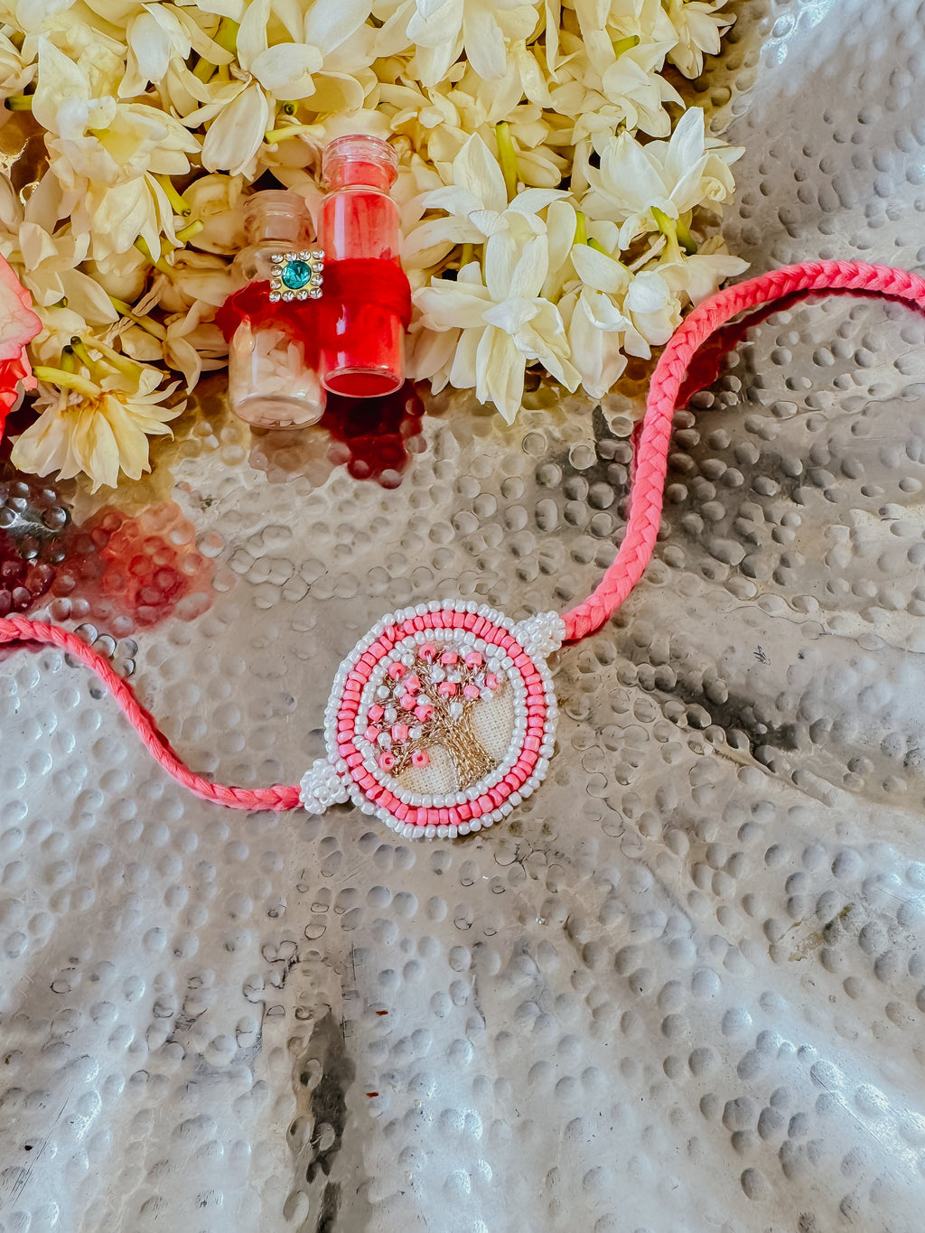 Rose Pink Kalpavriksha Handmade Rakhi