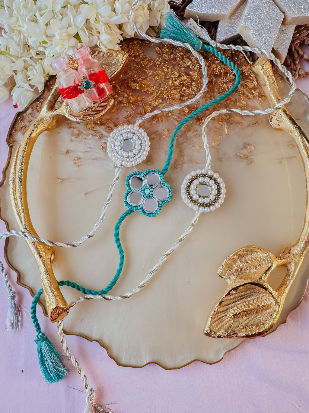 Set of 3 - Mirror Glitz Handmade Rakhi