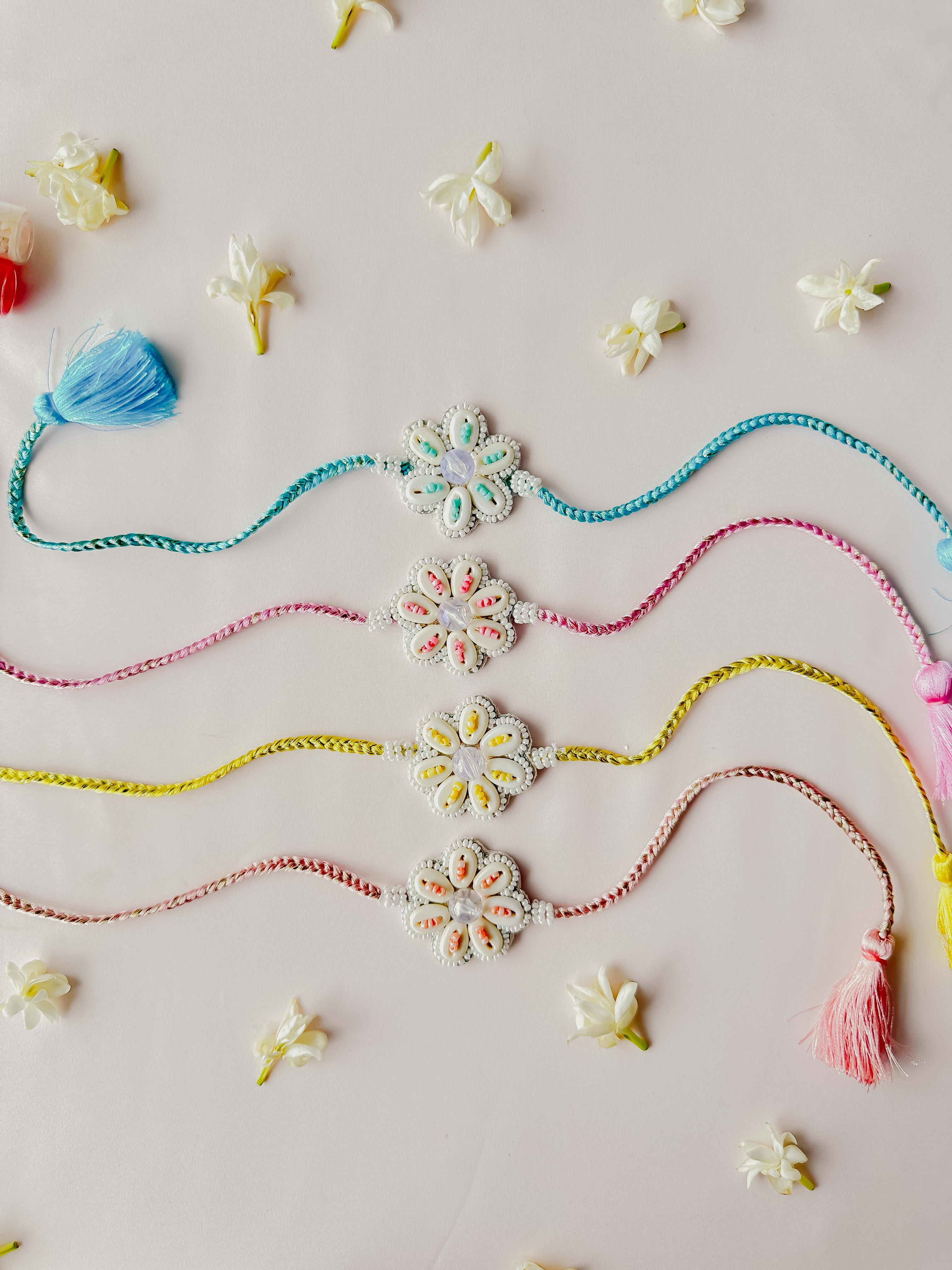 Set of 4- Pastel Bloom Handmade Rakhis