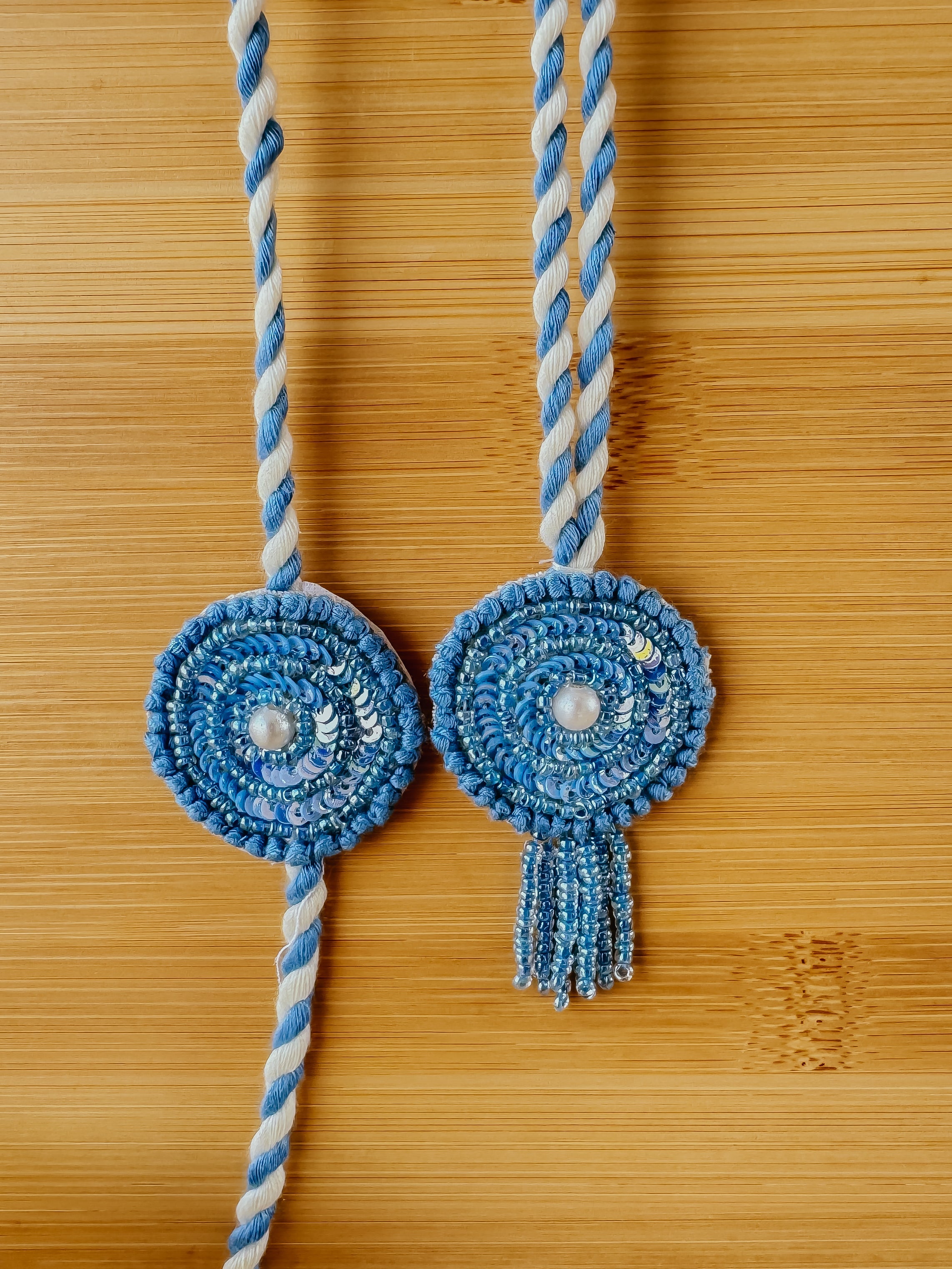 Blue Sapphire Shine & Lumba Set Handmade Rakhi