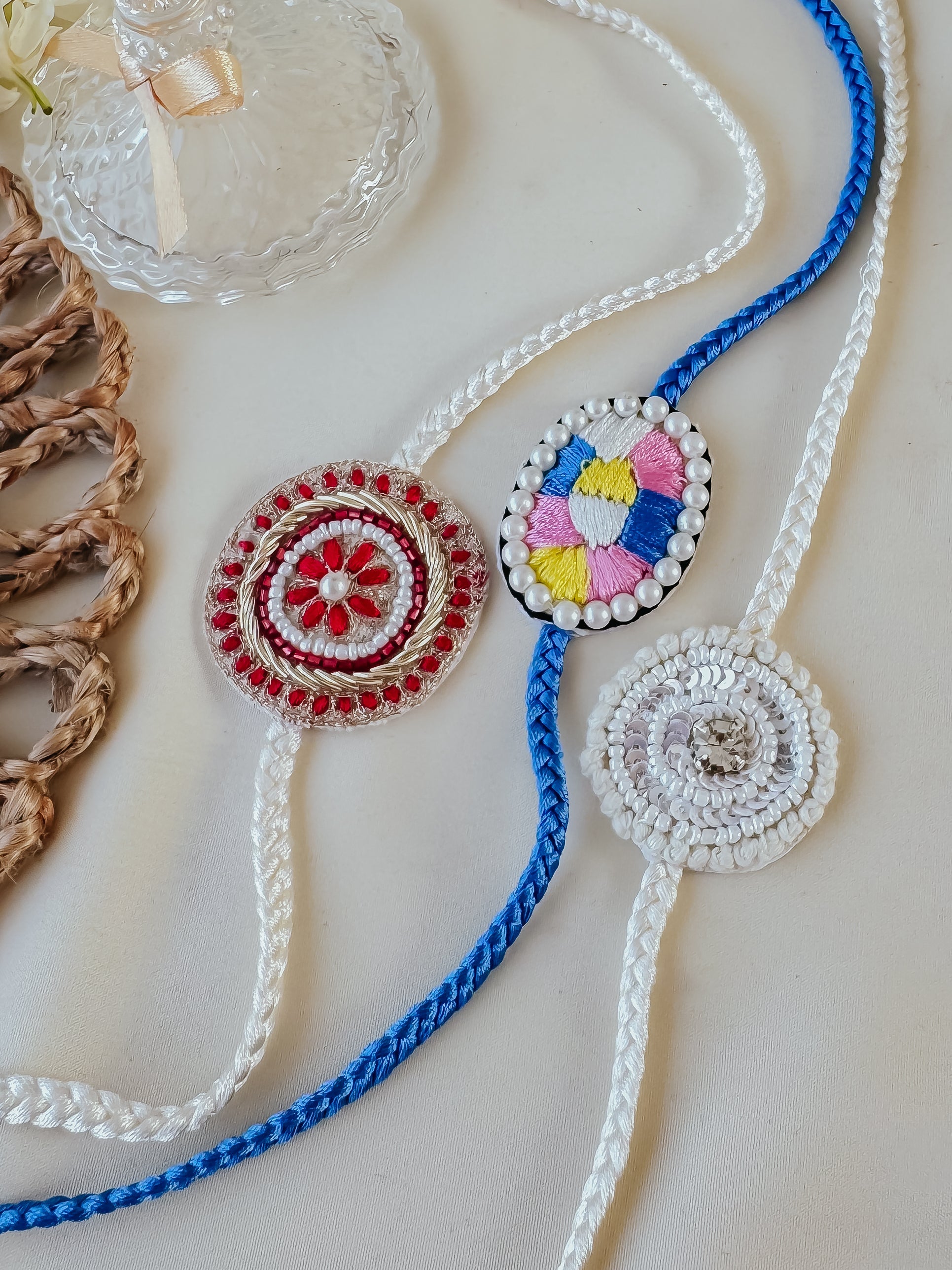 Set of 3 - Traditional Thread  Handmade Rakhis