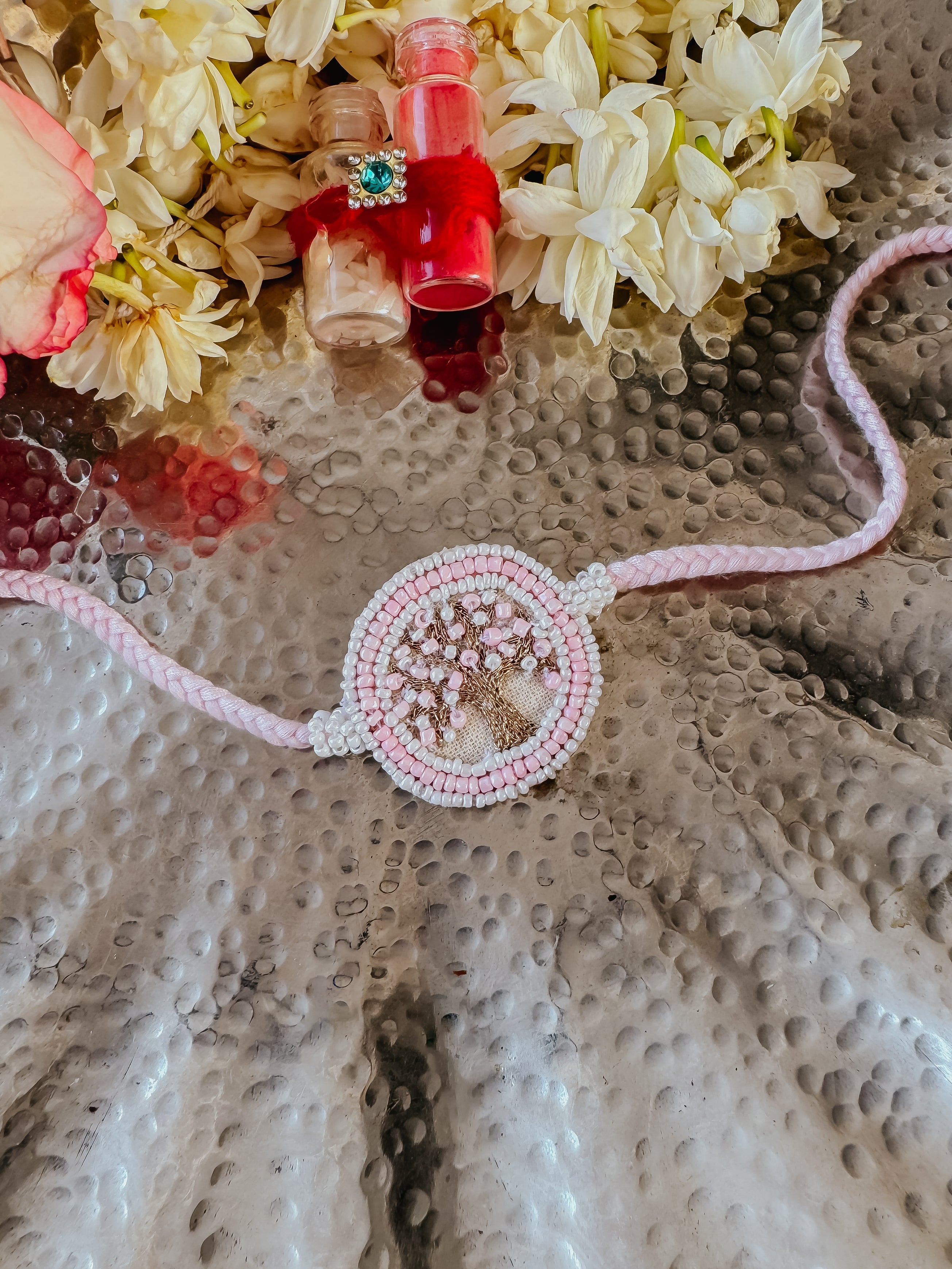 Sweet Pink Kalpavriksha Handmade Rakhi