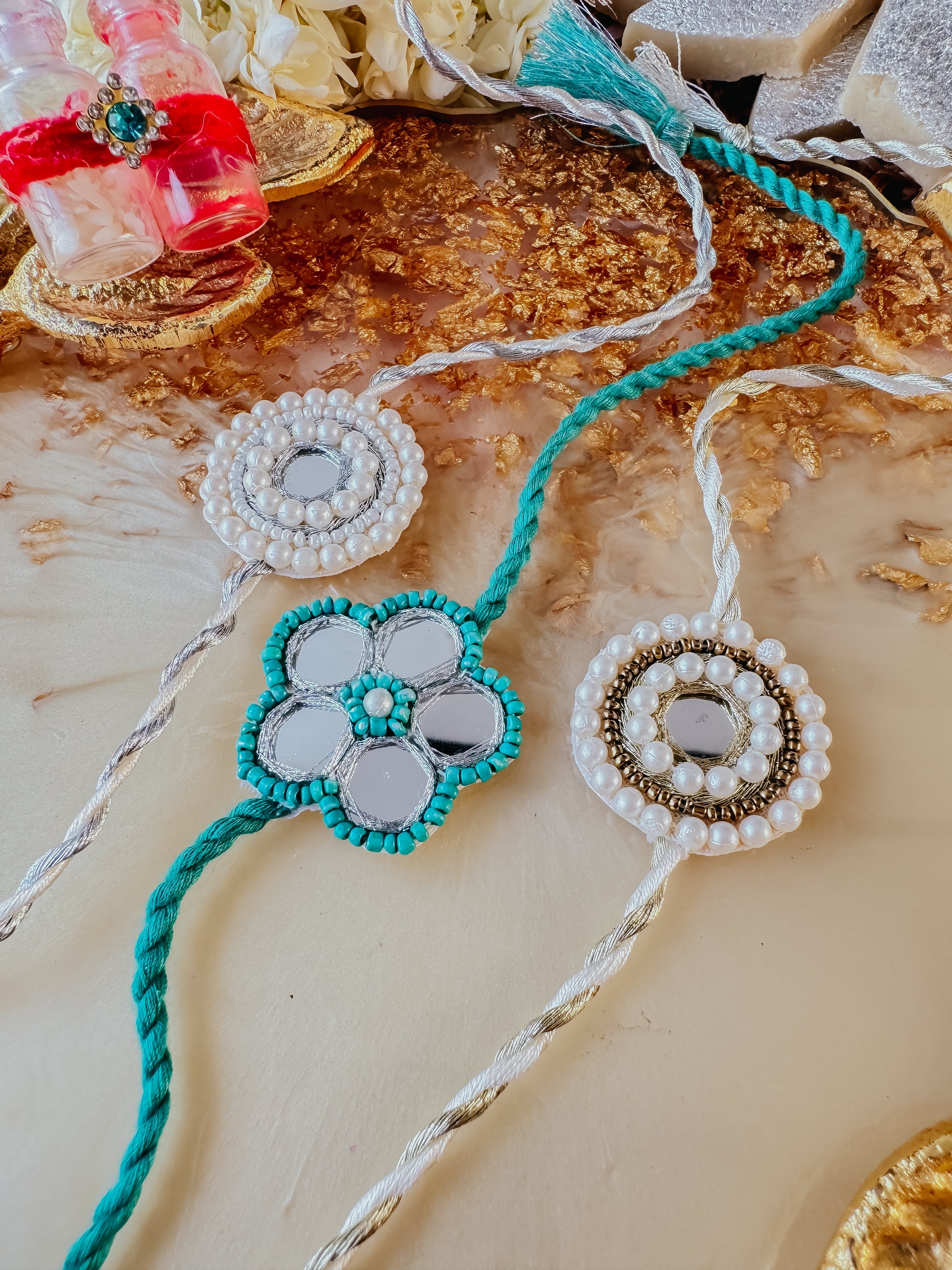 Set of 3 - Mirror Glitz Handmade Rakhi