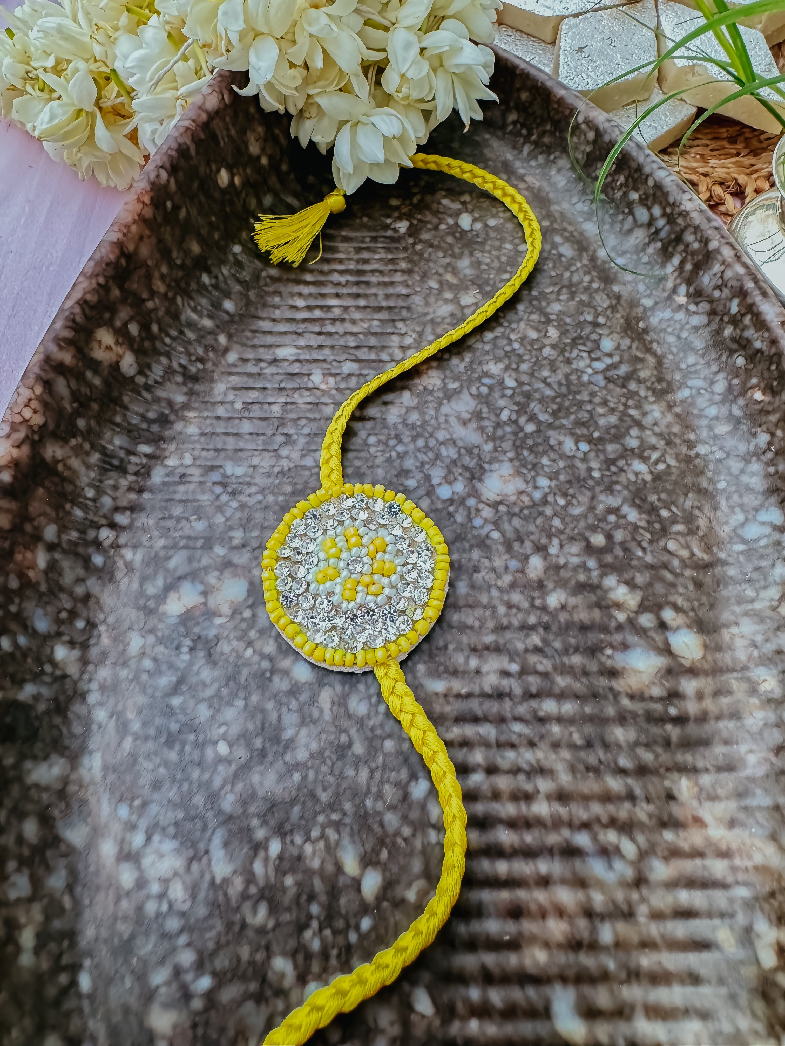 Yellow Stones Handmade Rakhi