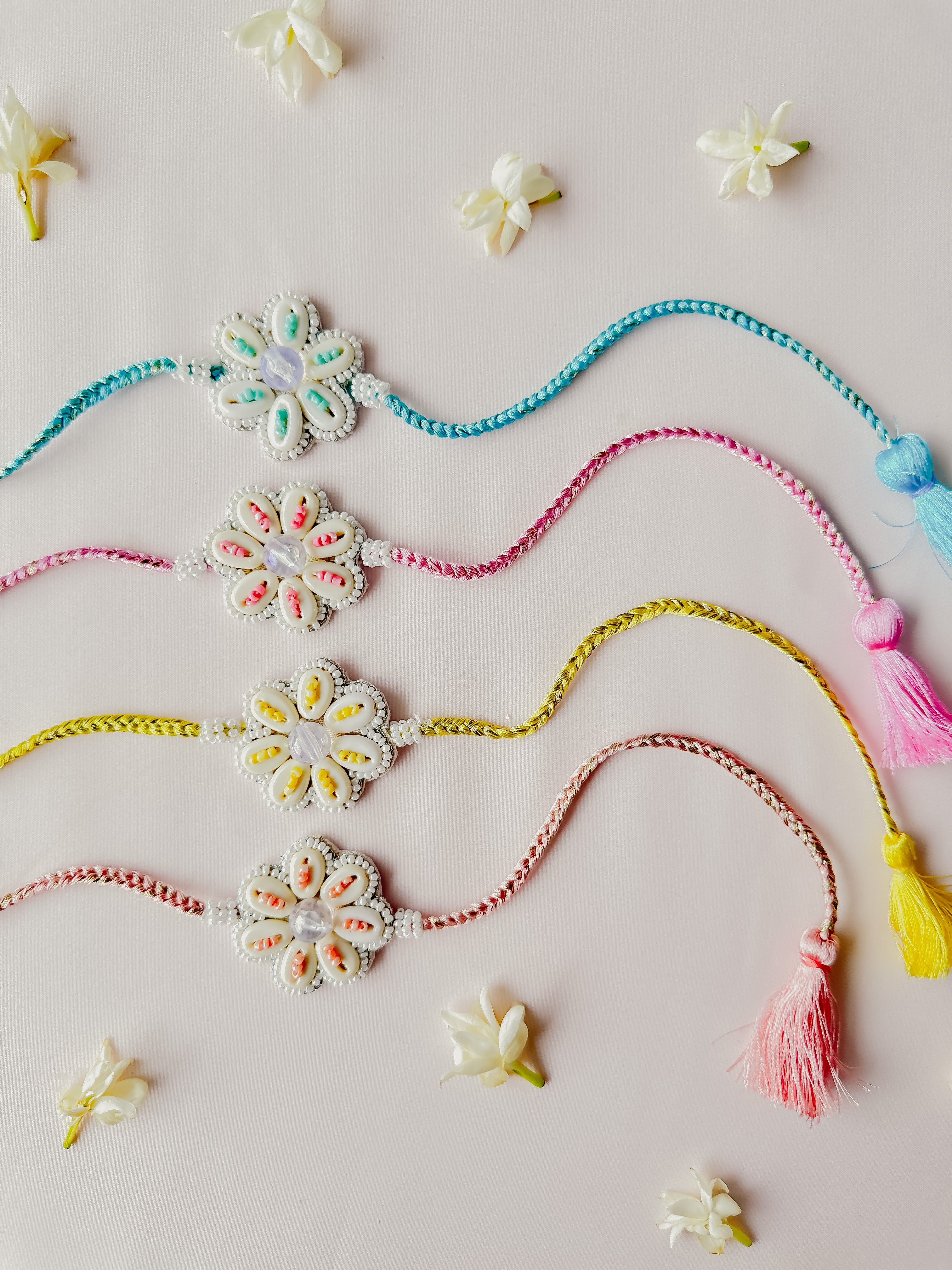 Set of 4- Pastel Bloom Handmade Rakhis