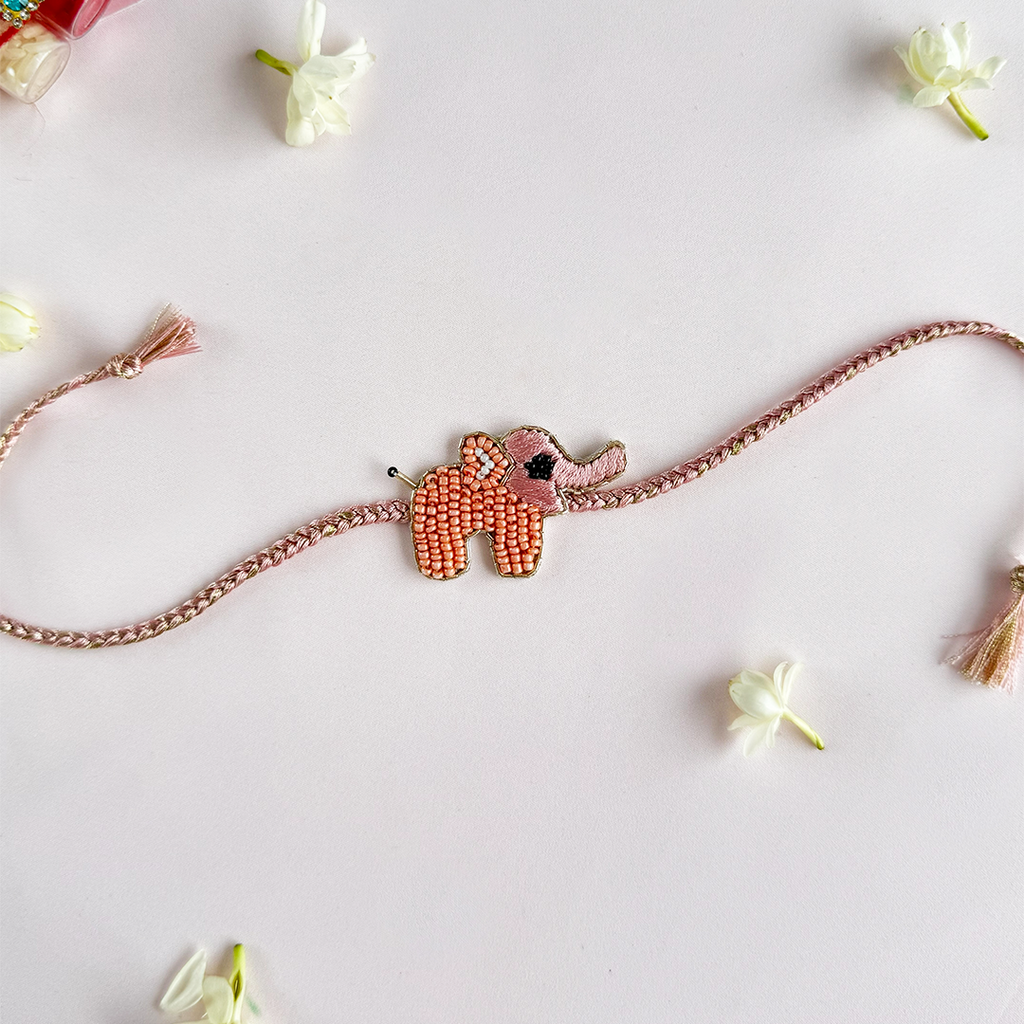 Peach Haathi Mera Saathi Handmade Rakhi