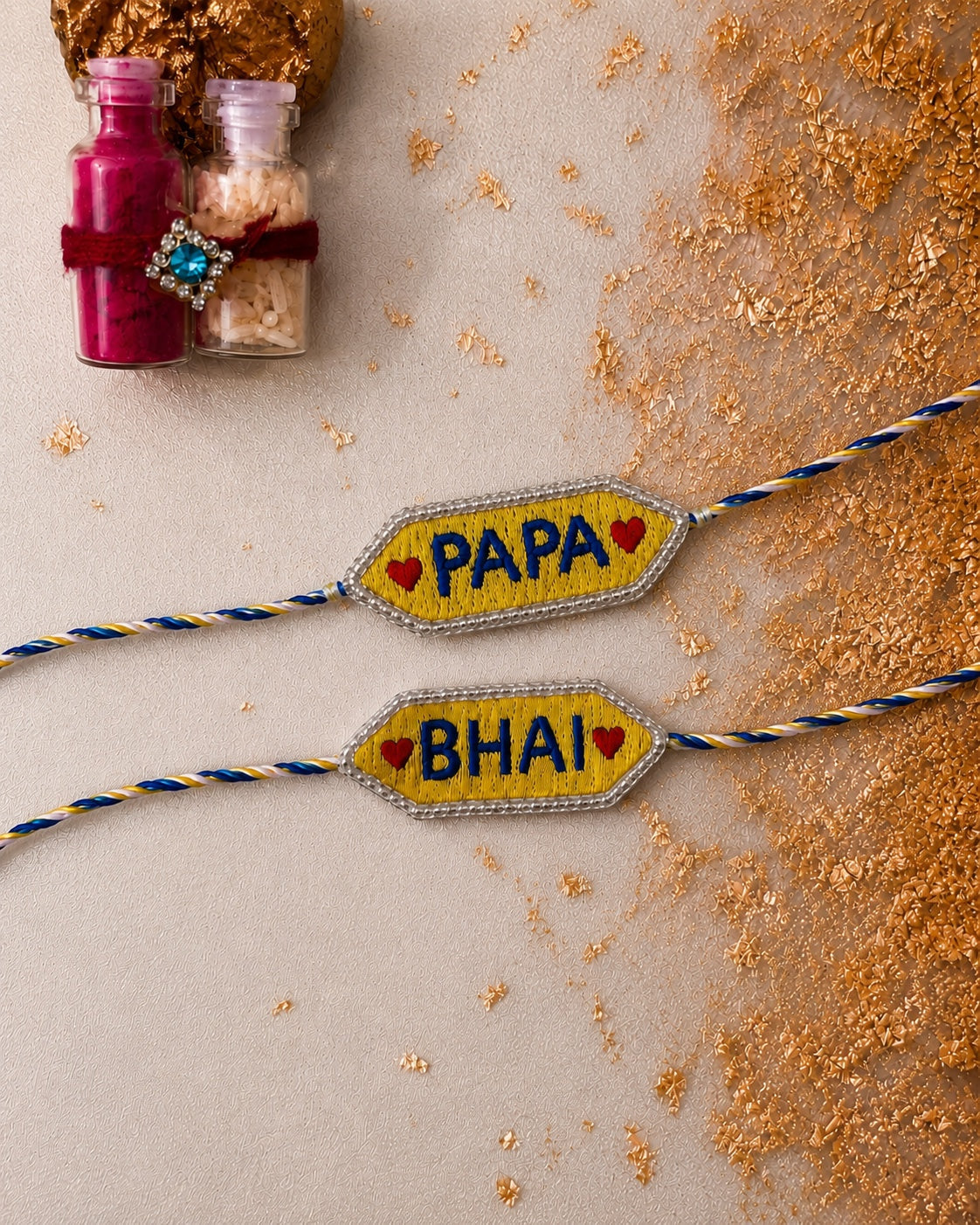 Set of 2 - PAPA & BHAI Handmade RakhI