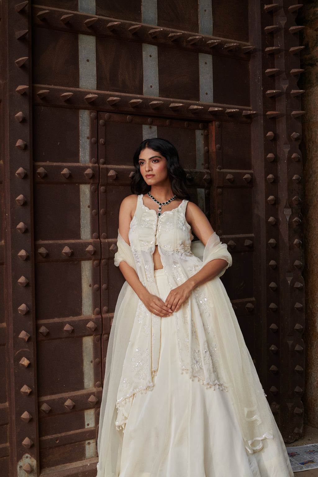 Sukumari (सुकुमारी) - Ivory Lehenga with Choli set