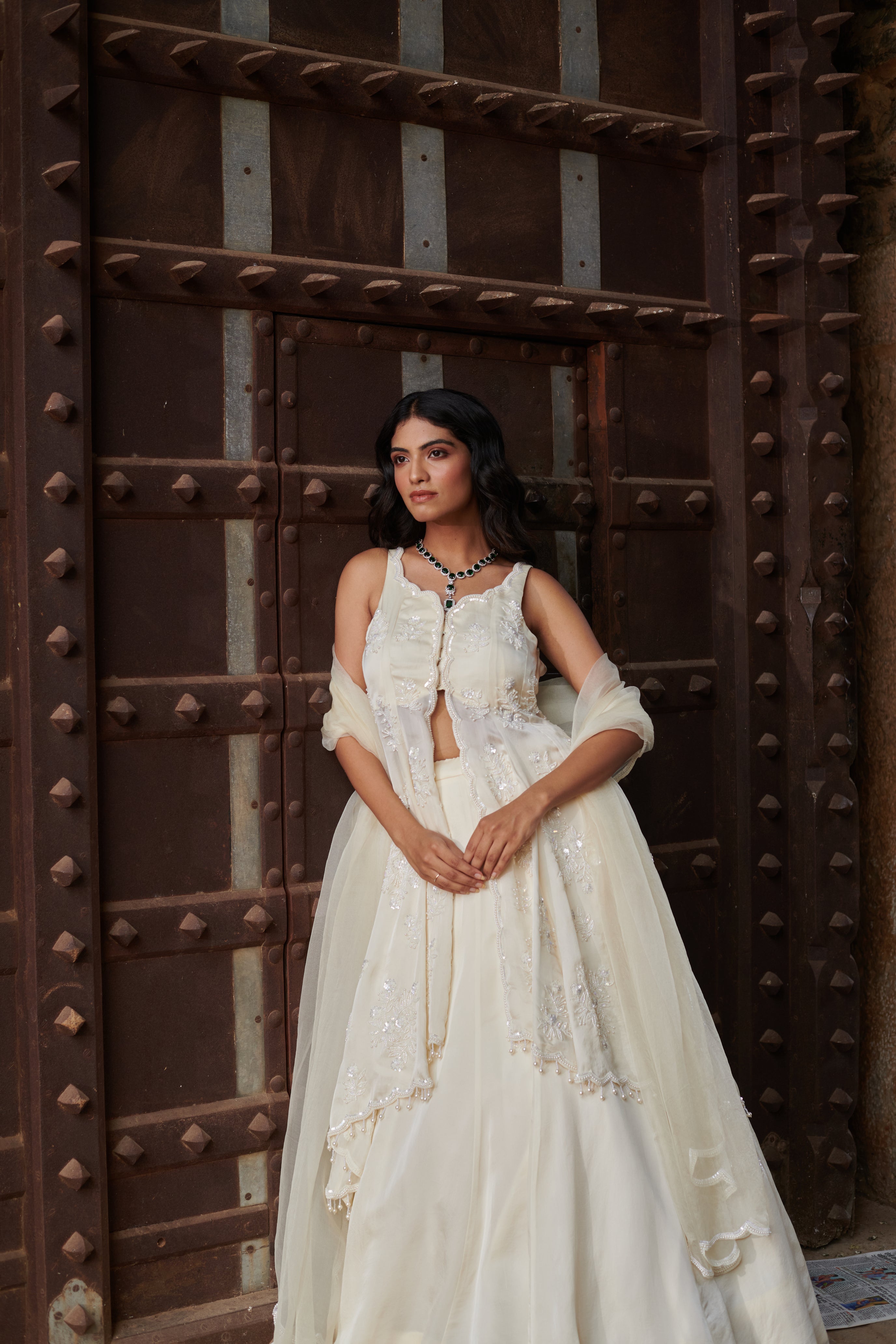 Sukumari (सुकुमारी) - Ivory Lehenga with Choli set