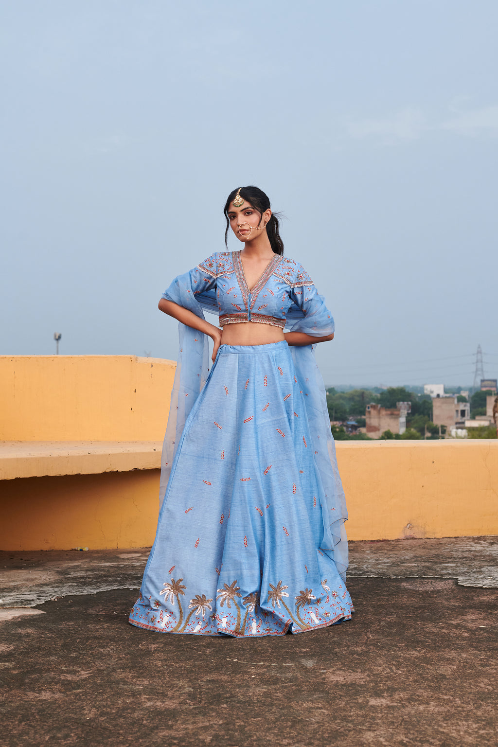 Neelakshi (नीलाक्षी) - Blue Embroidered Lehenga Set
