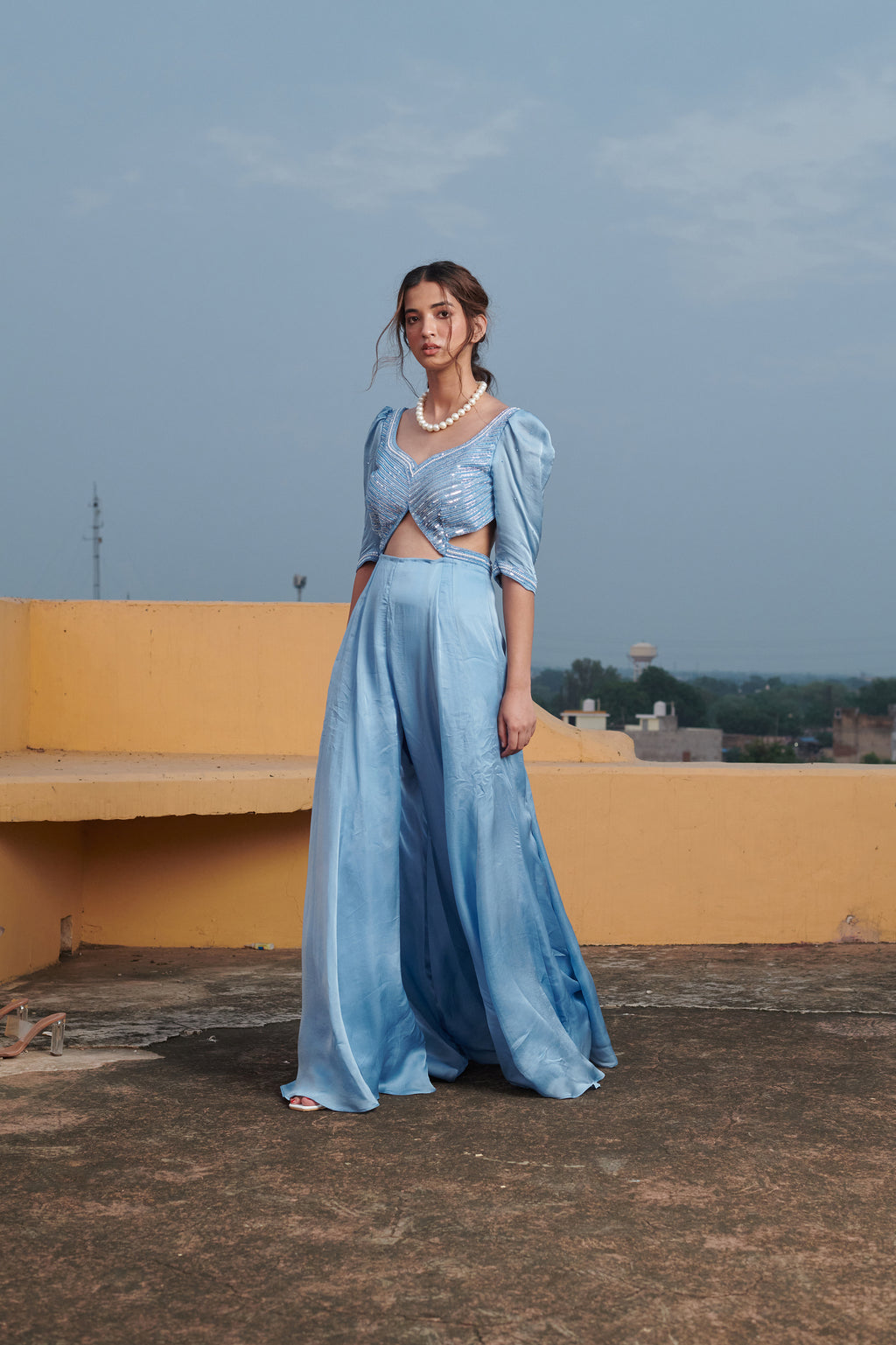 Nīlimā  (नीलिमा) - Blue Embroidered Jumpsuit